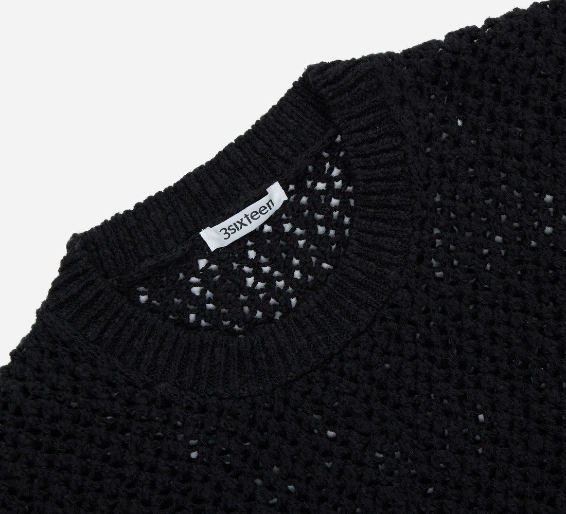Knit T-Shirt - Black Flamme Mesh - 3