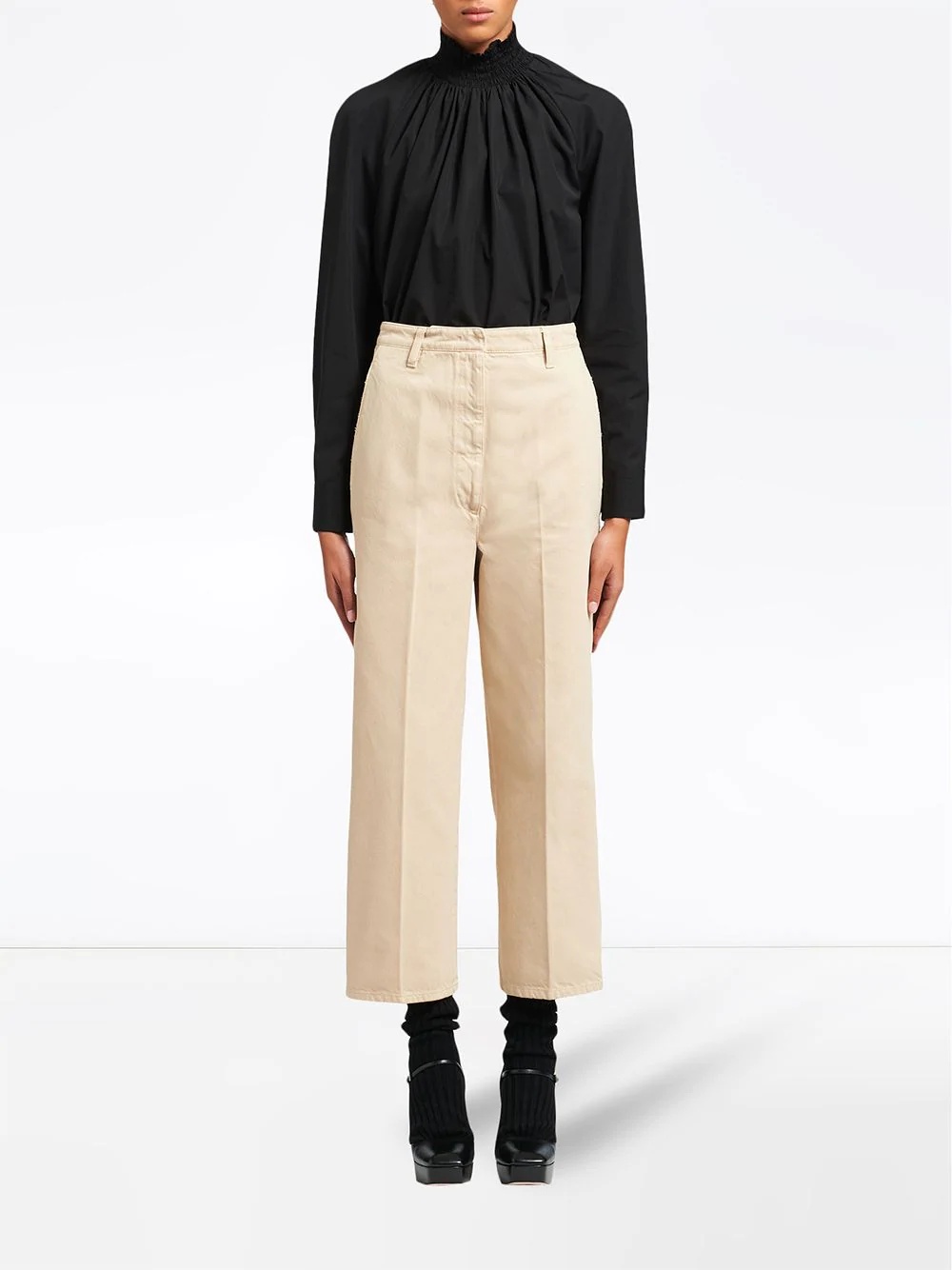 cropped poplin jeans - 2