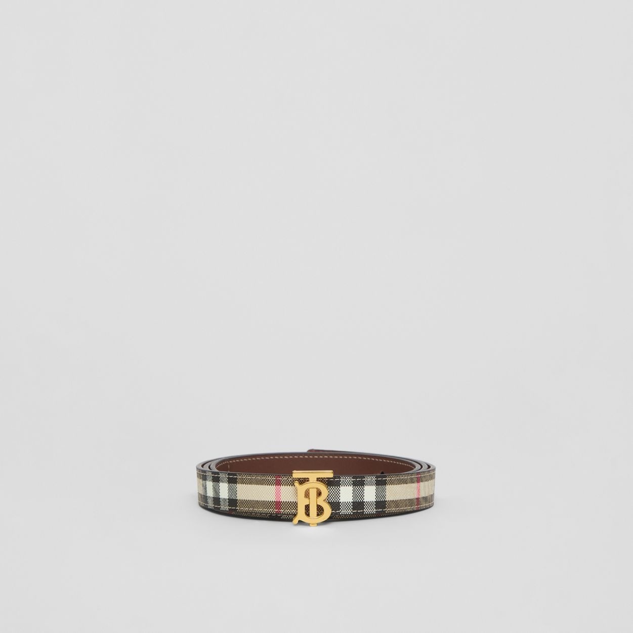 Reversible Vintage Check and Leather Belt - 4