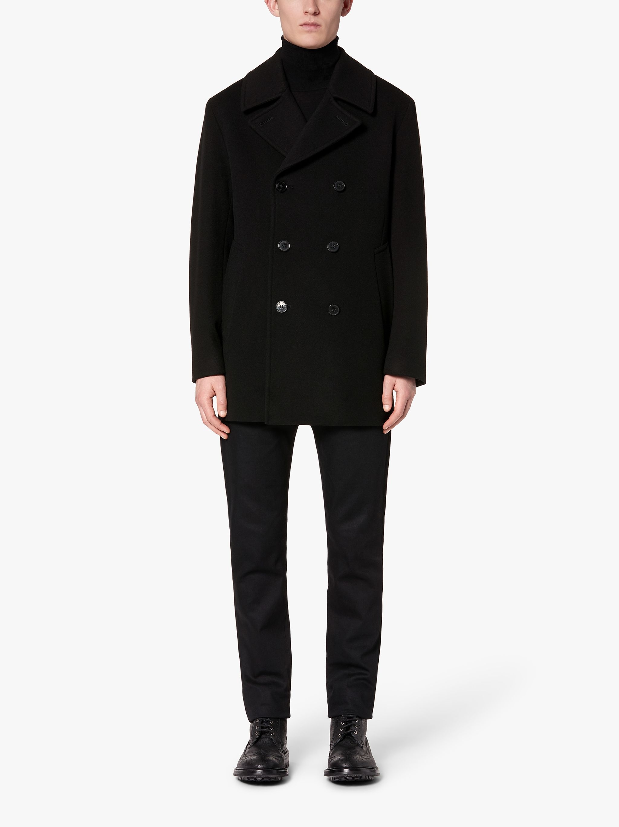 DALTON BLACK WOOL & CASHMERE PEA COAT | GM-1075F - 2