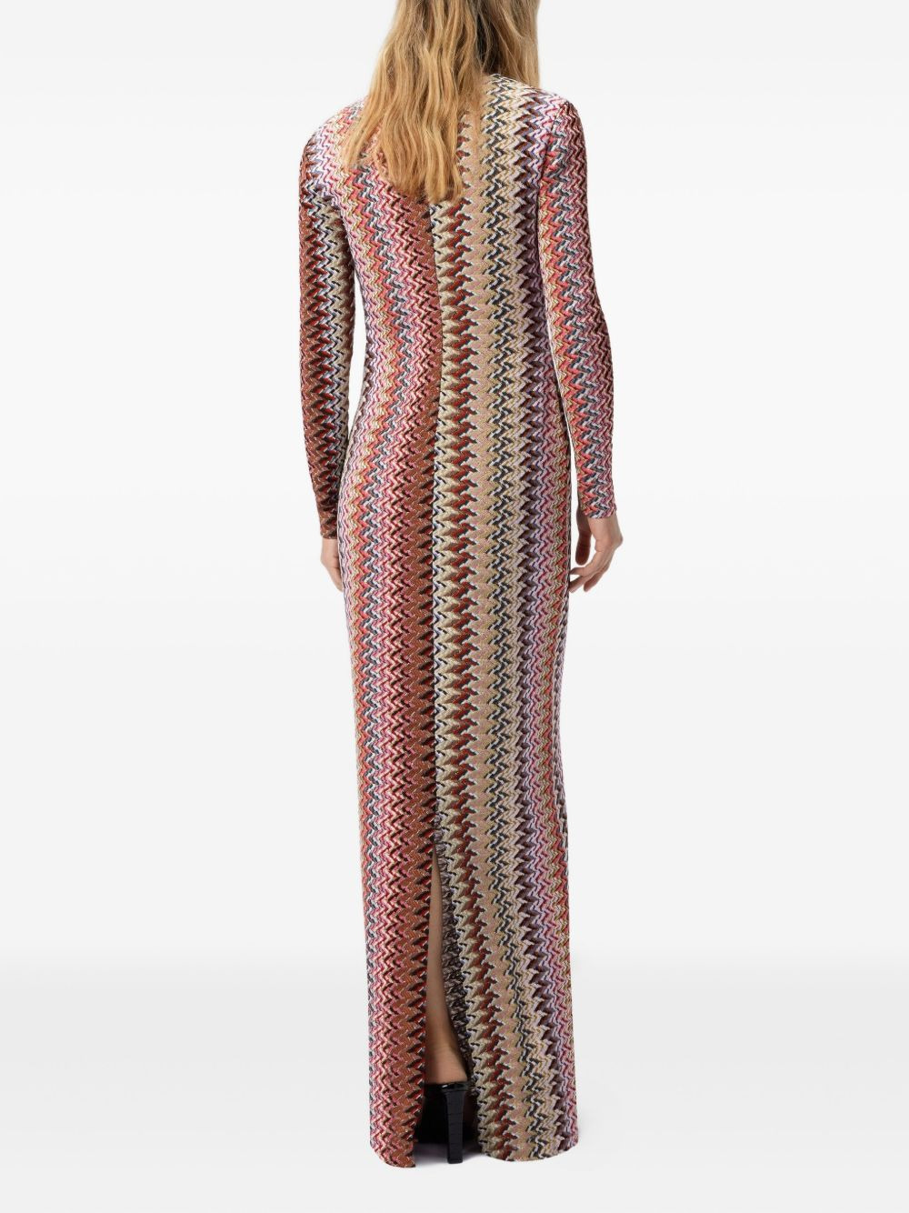 chevron-pattern maxi dress - 3