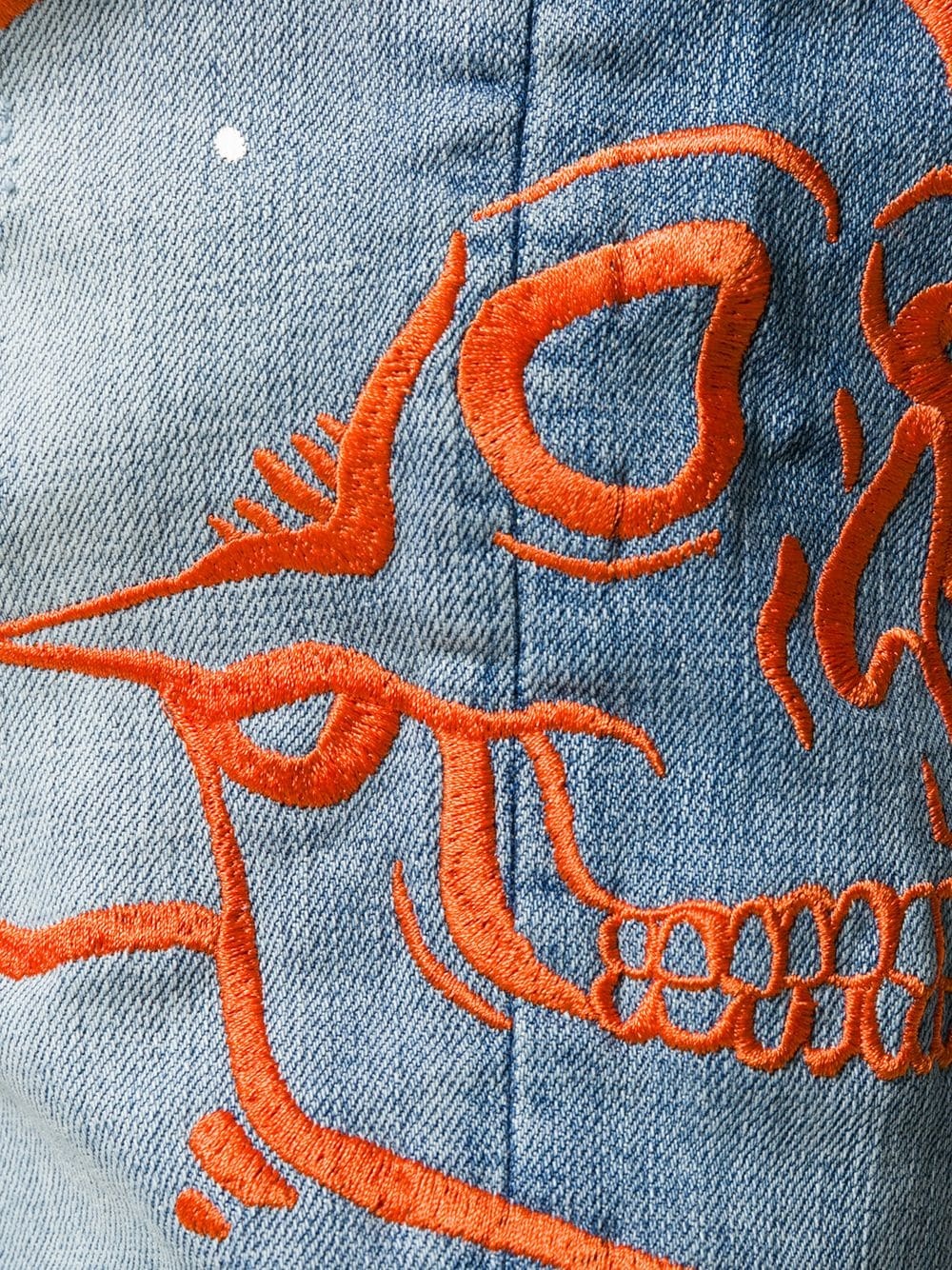 embroidered skull jeans - 6