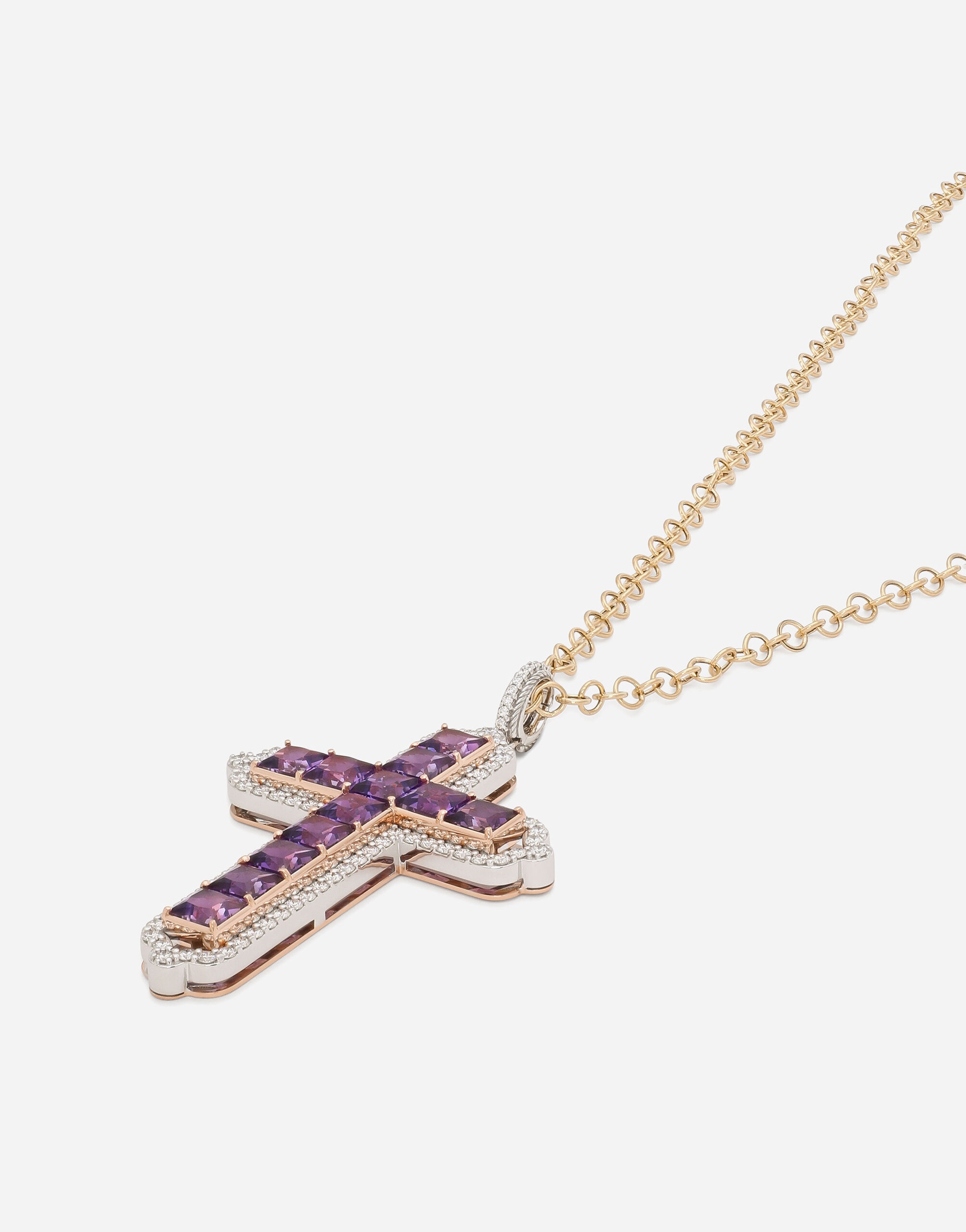 Tradition pendant in rose and white gold 18kt with amethystes and diamonds - 3