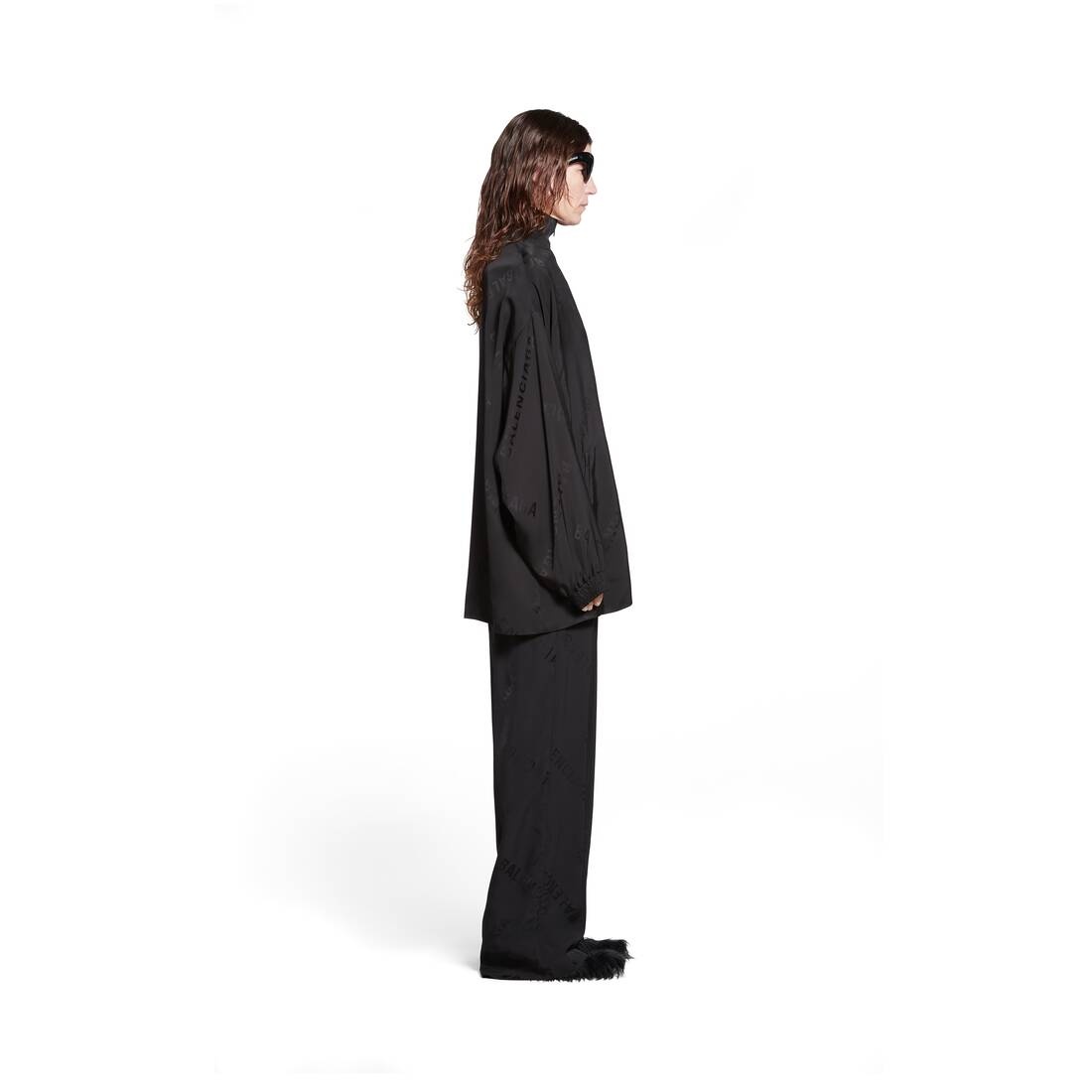 Women's Bal Diagonal Allover Fluid Tracksuit Jacket in Black - 3