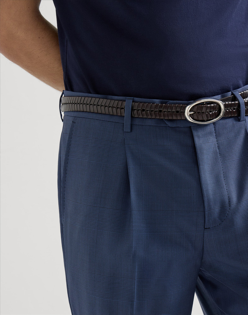 Virgin wool Prince of Wales trousers with pleat 3