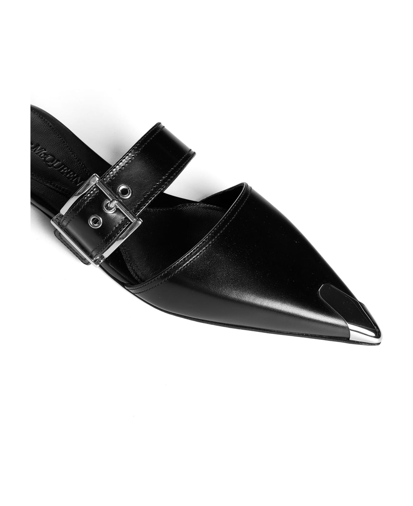 サンダル・ミュール alexander mcqueen SS23 MULE PUNK (733188_WHSWD1081) Alexander McQueen Punk Flat Mules in Black | LN-CC