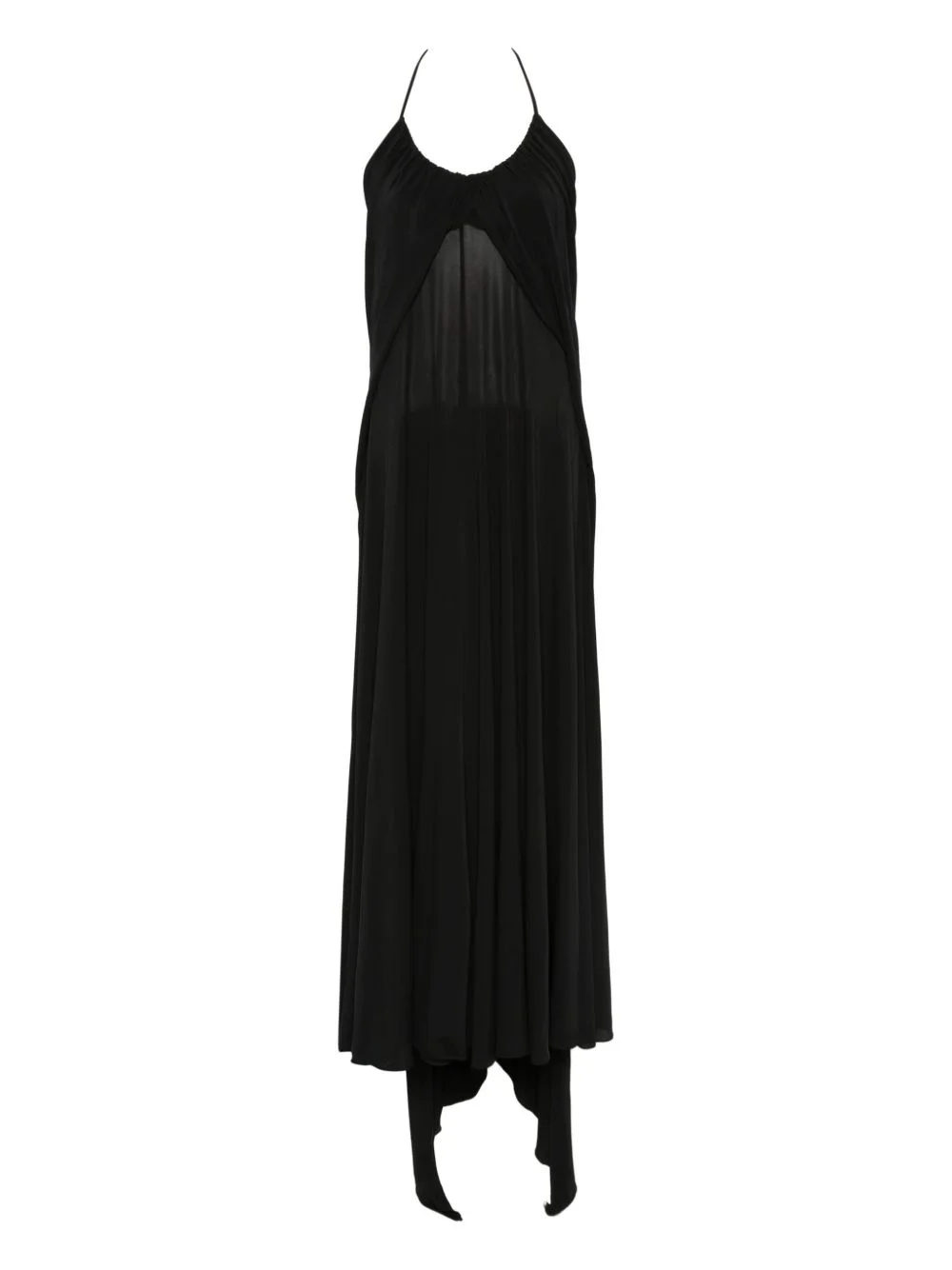 halterneck sheer-panel dress - 1