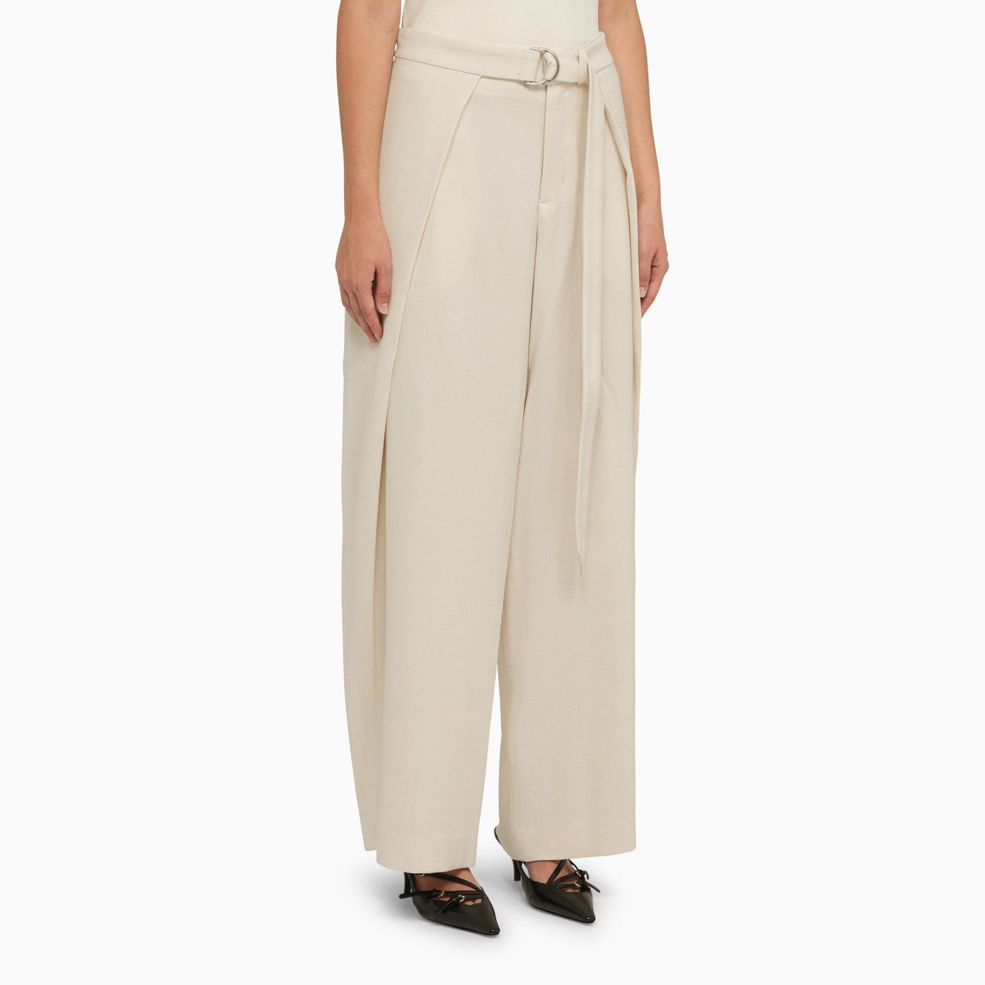 Ami Paris Ivory Trousers With Belt - 3