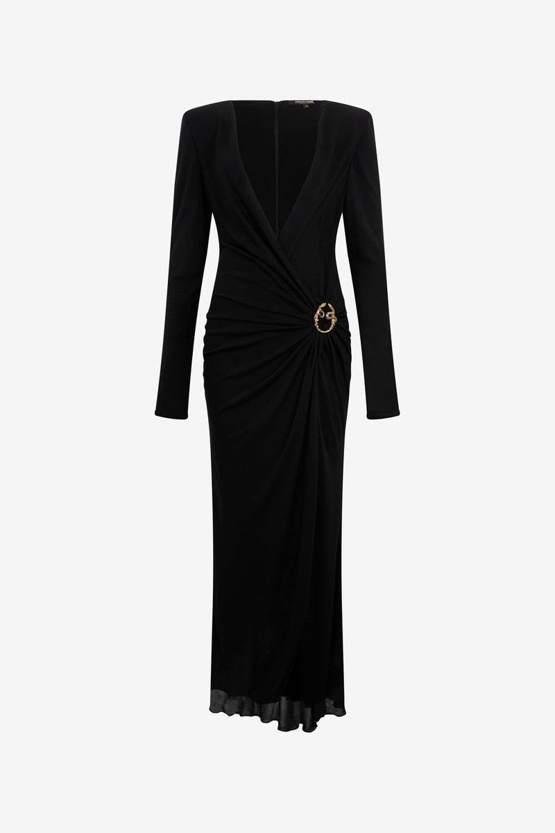 Draped Long Dress with Snake Detail 1