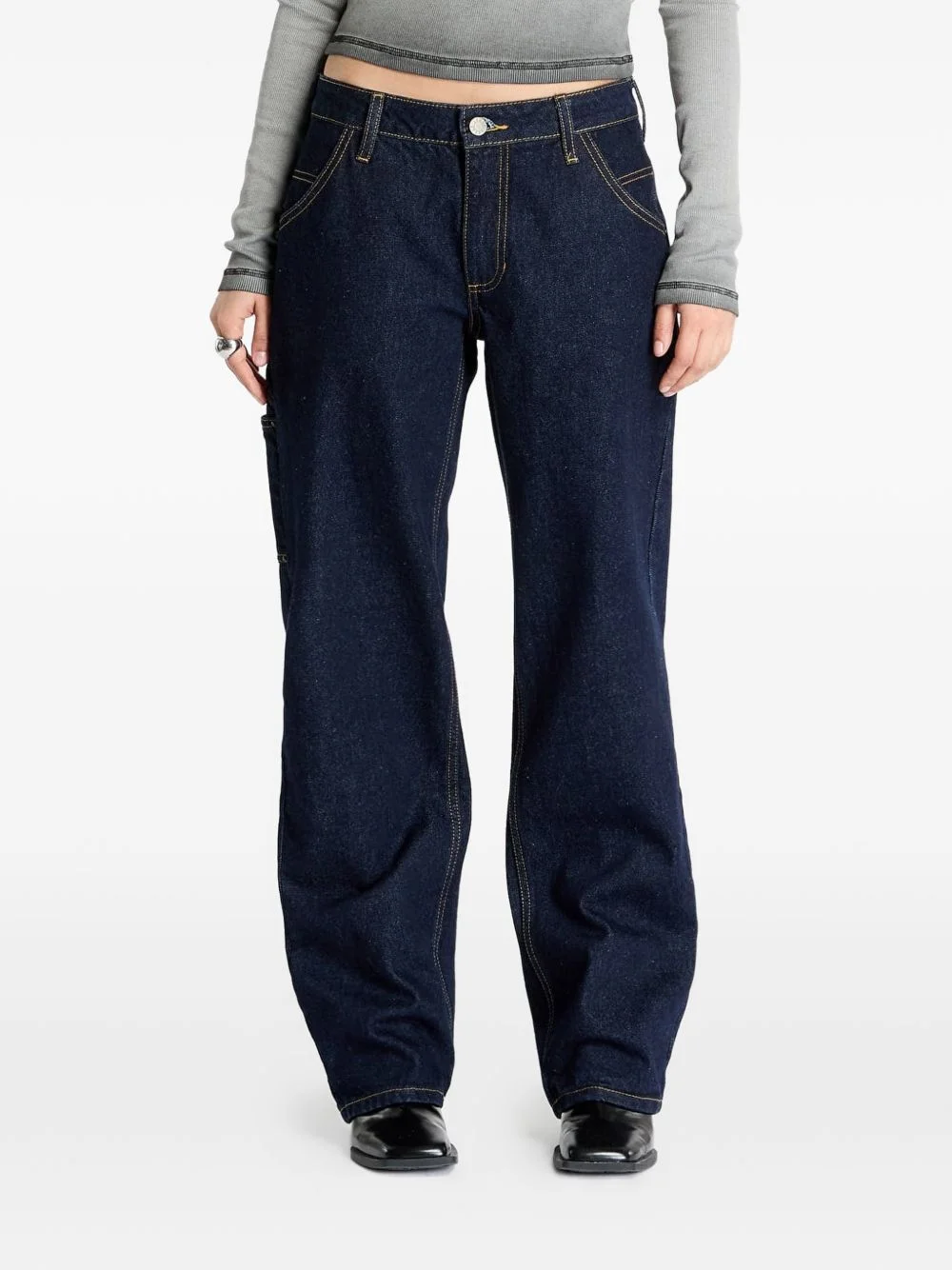 logo-embroidered jeans - 1