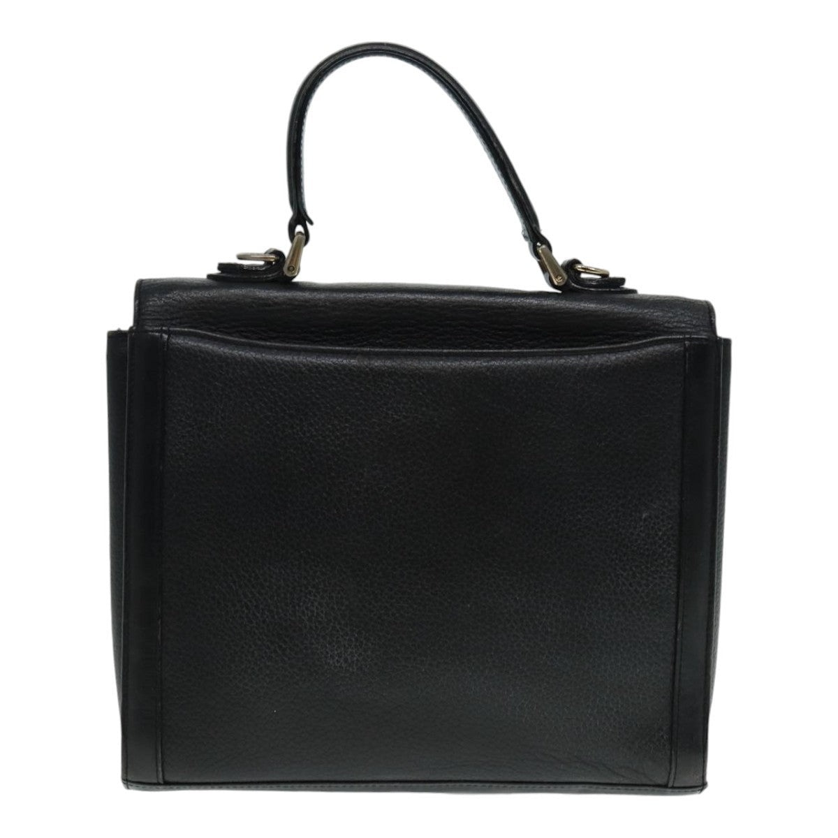 Burberry Hand Bag Leather Black Silver - 2