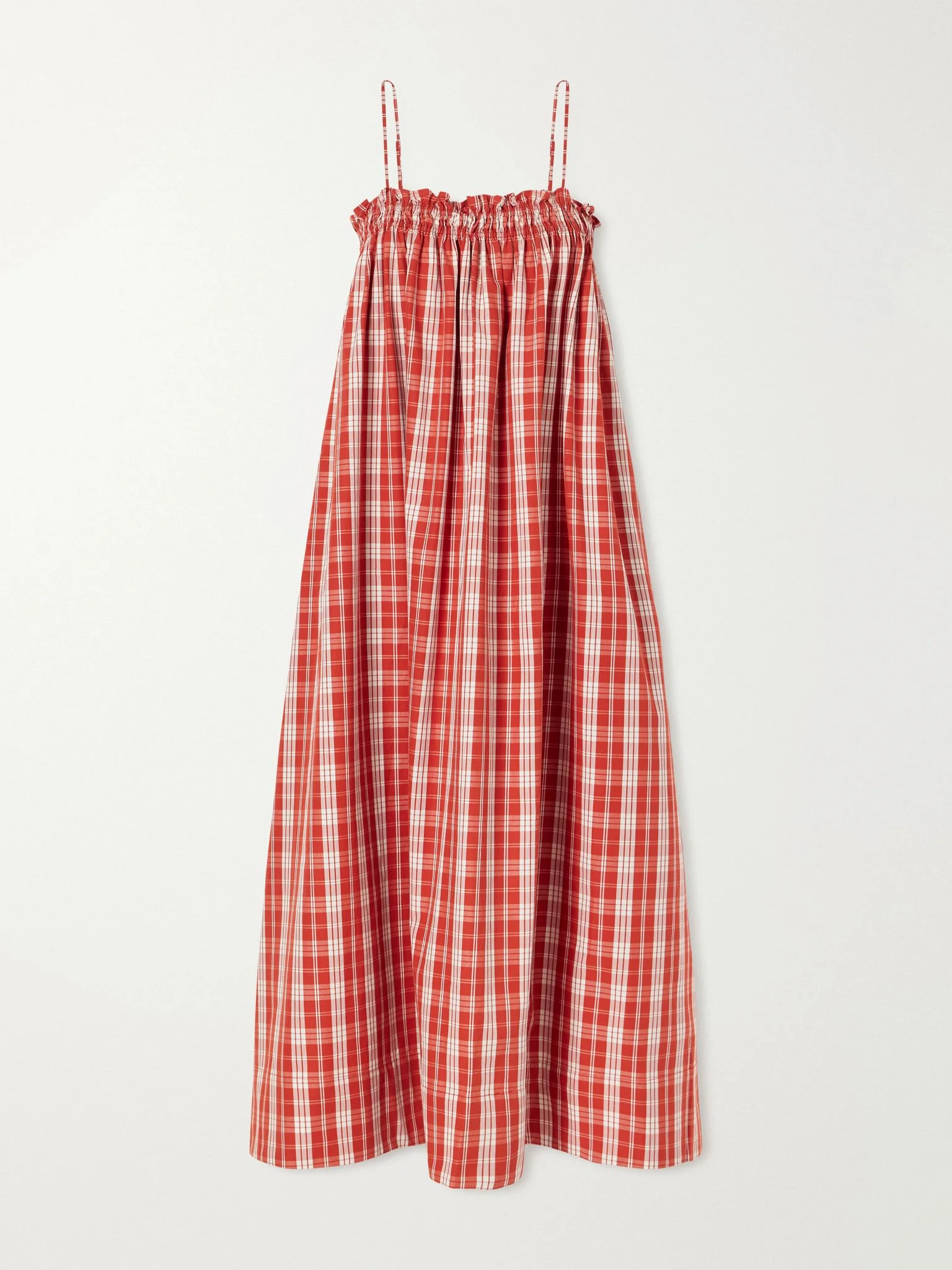 Greta checked cotton midi dress Red - 1