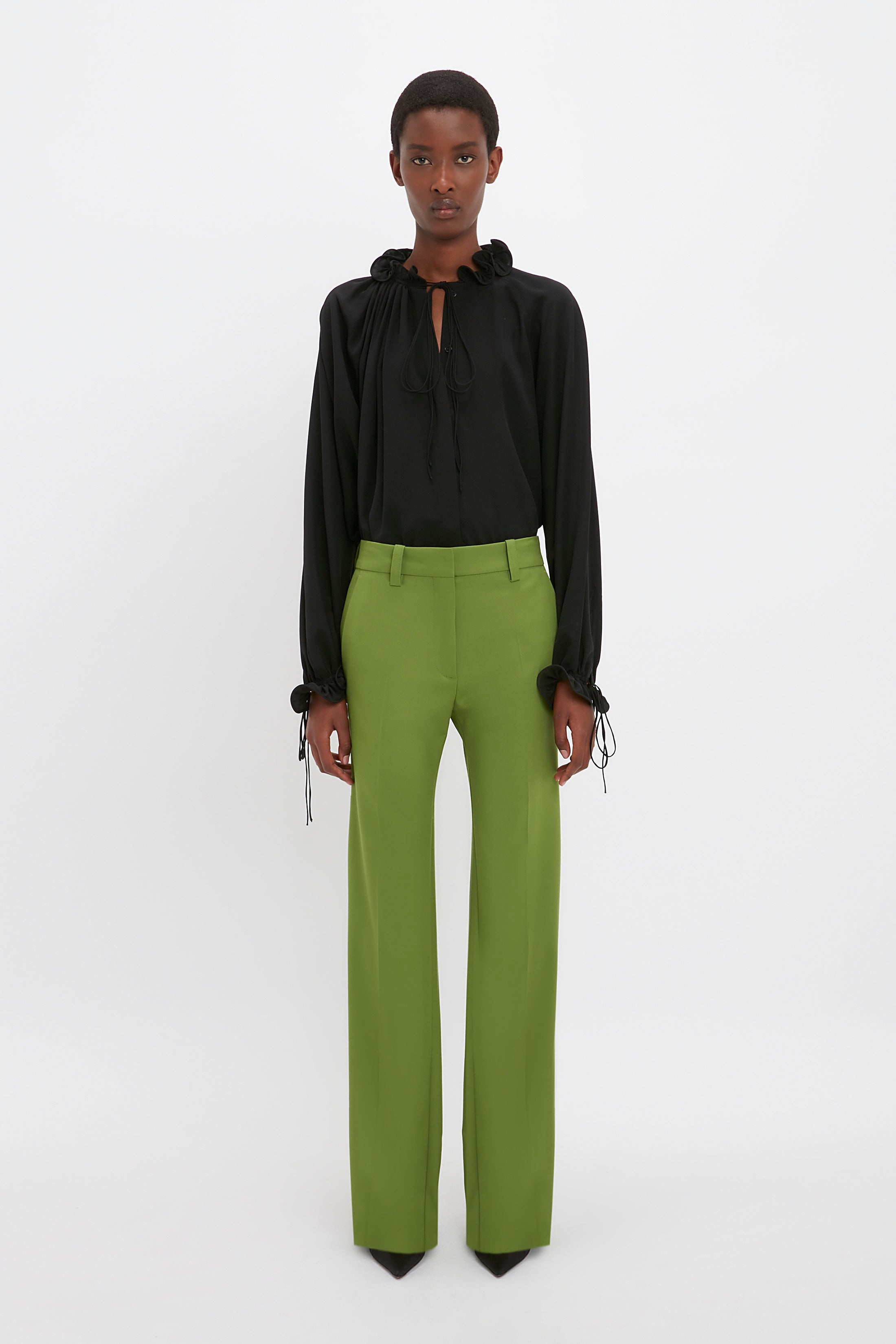 Tailored Straight Leg Trouser In Serpent Green - 2