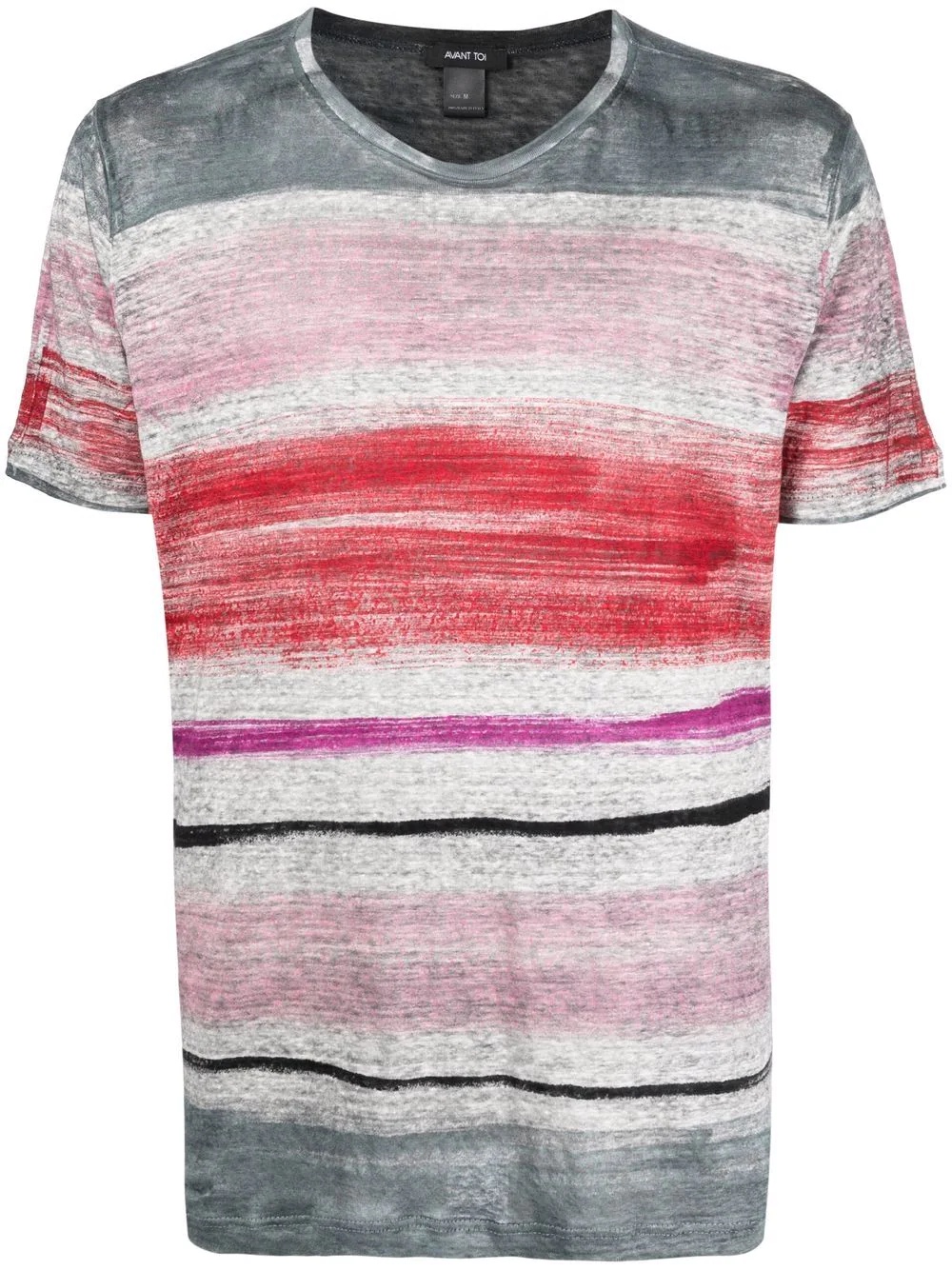 multi-stripe linen T-shirt - 1