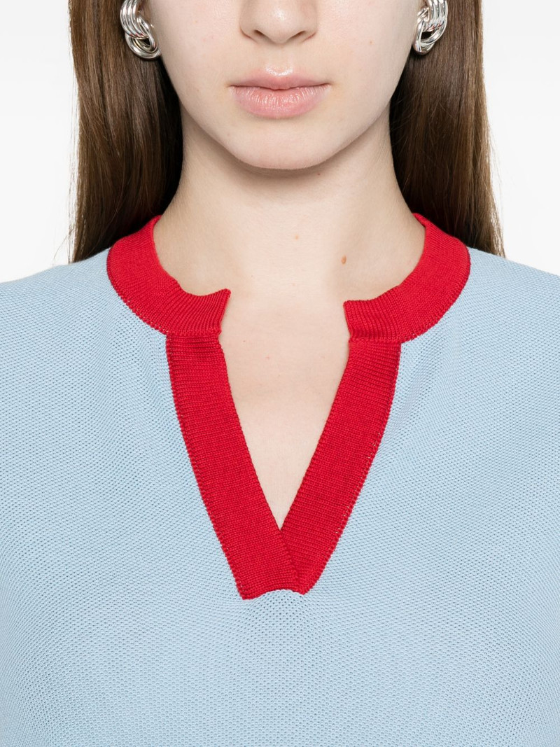 striped V-neck top 5