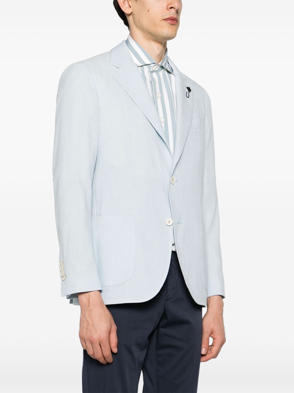 striped single-breasted blazer - 3