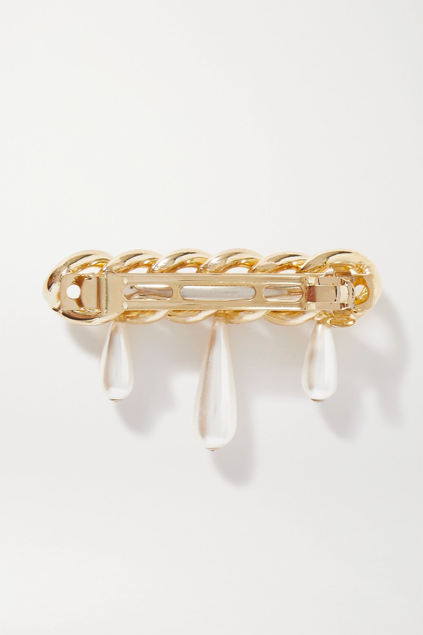 Canasta faux pearl-embellished gold-tone hair clip  - 3