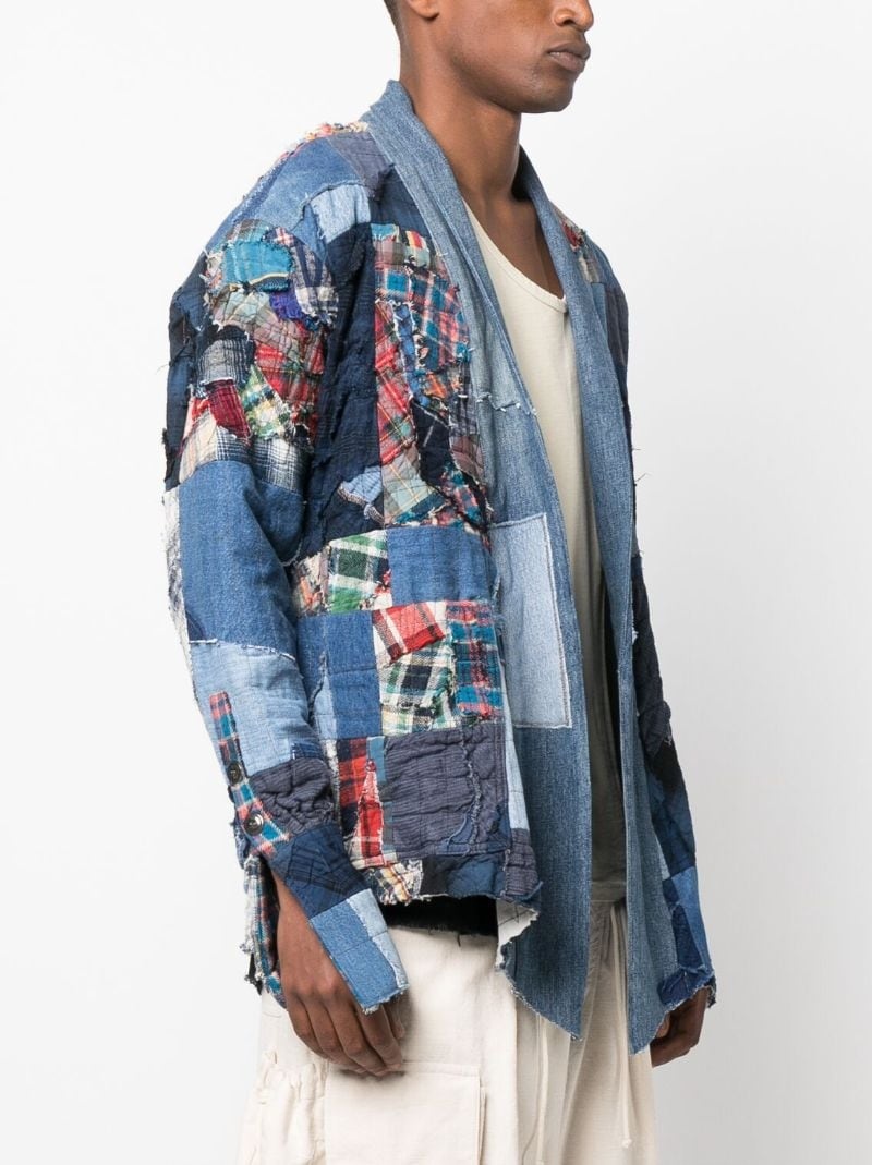 patchwork-design denim jacket - 3