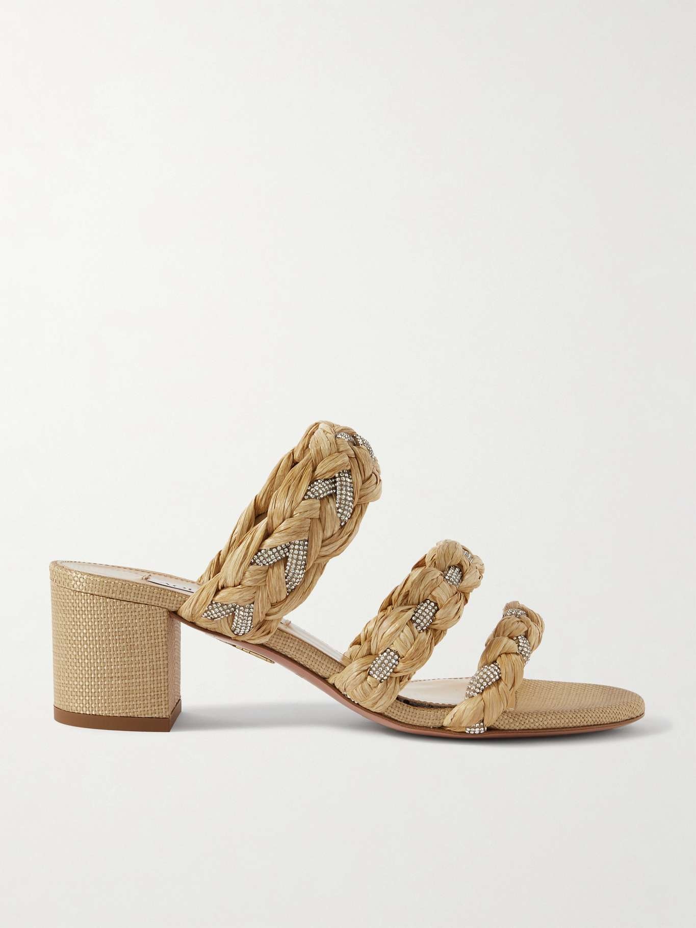 Costiera crystal-embellished cord-trimmed raffia sandals - 1