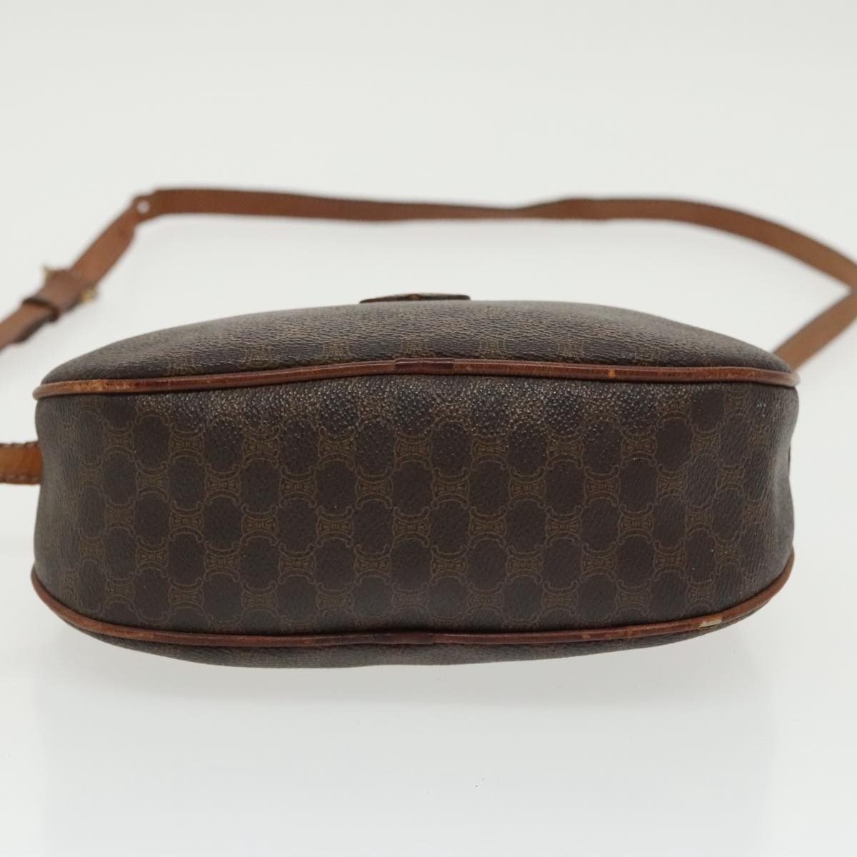 CELINE Macadam Canvas Shoulder Bag Pvc Leather Brown Gold - 9