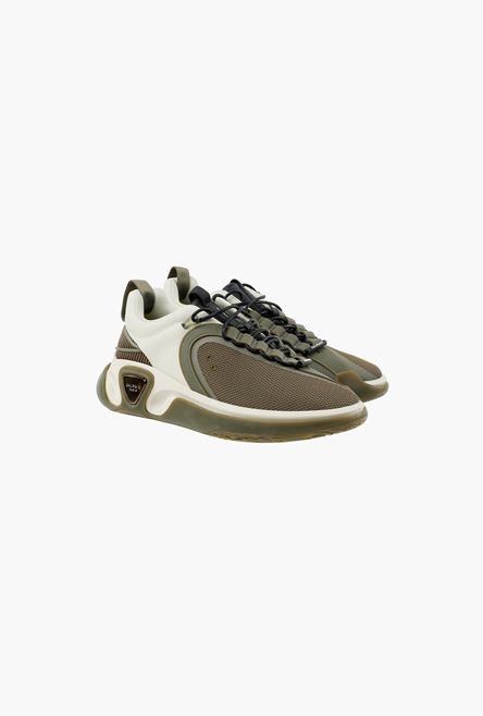 Khaki and beige leather and mesh B-Runner sneakers - 2