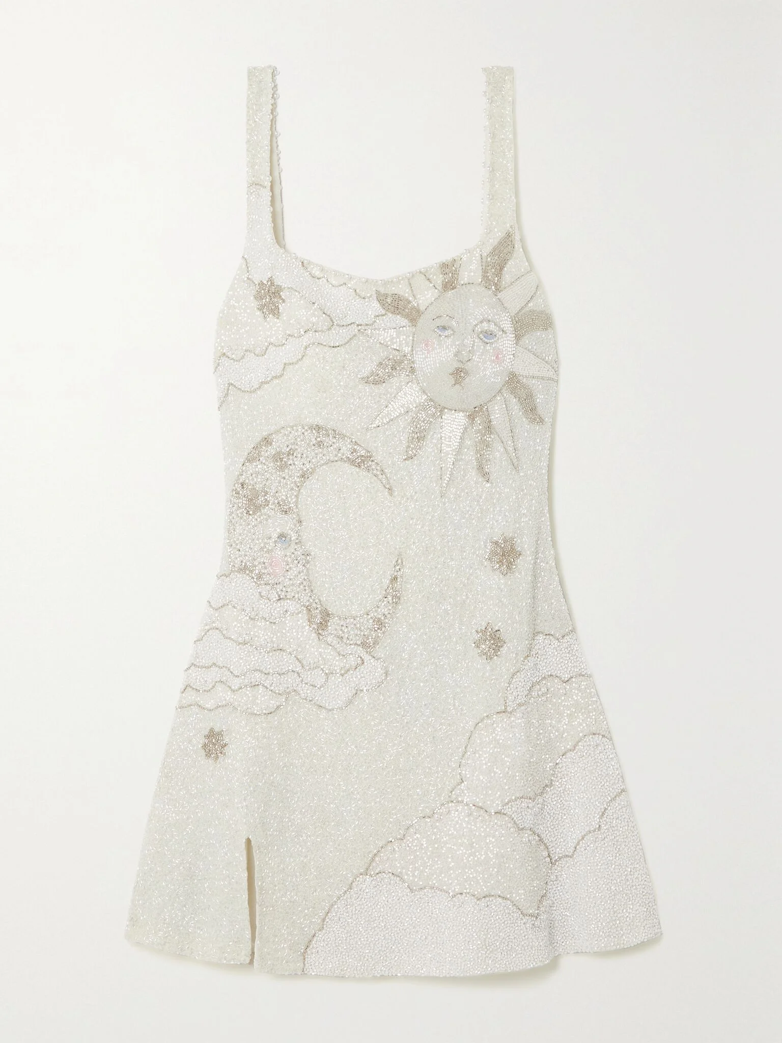 Lucina embellished stretch-mesh mini dress Ivory - 1