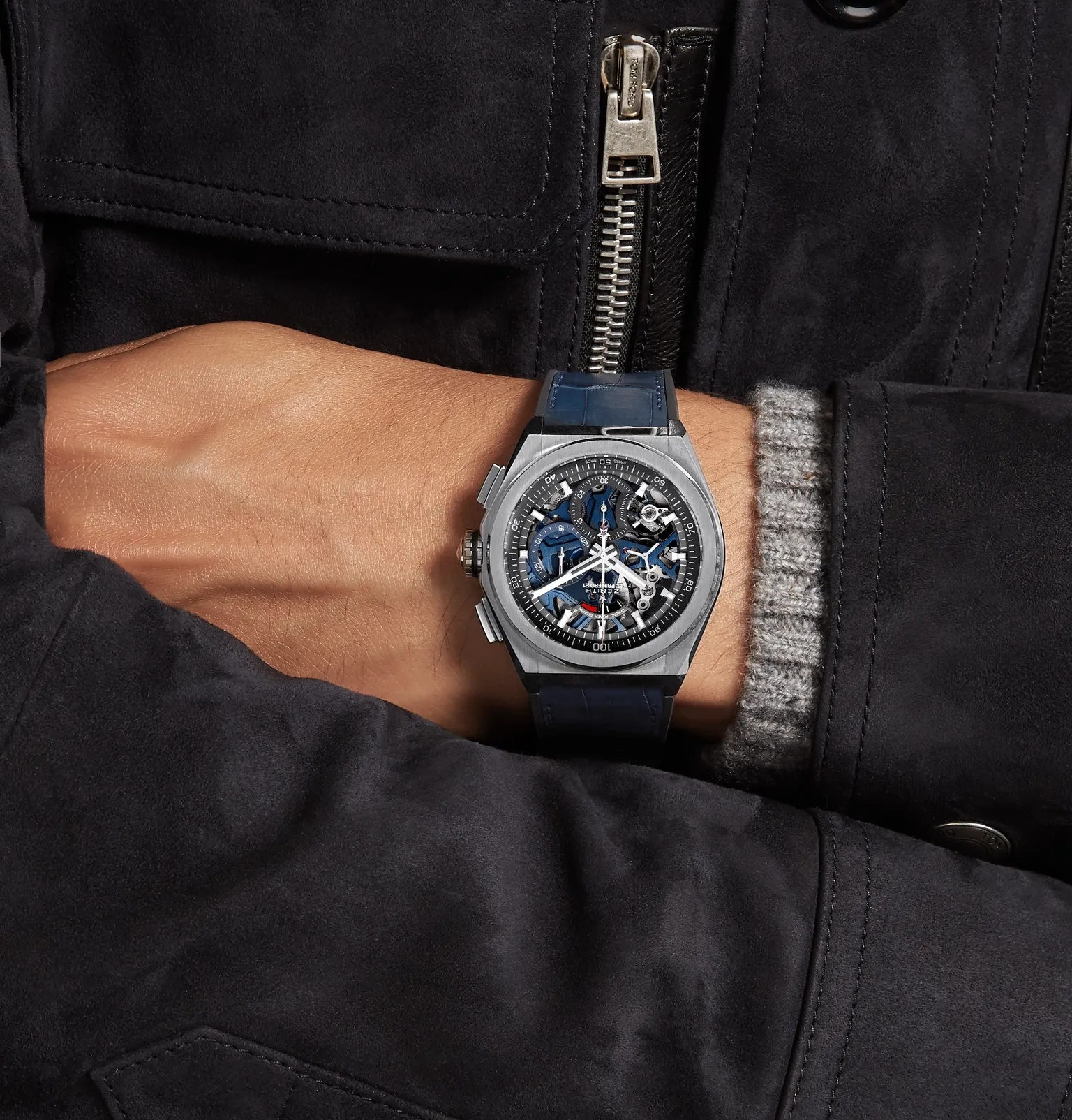 Defy El Primero 21 Chronograph 44mm Brushed-Titanium, Alligator and Rubber Watch, Ref. No. 95.9002.9 - 2