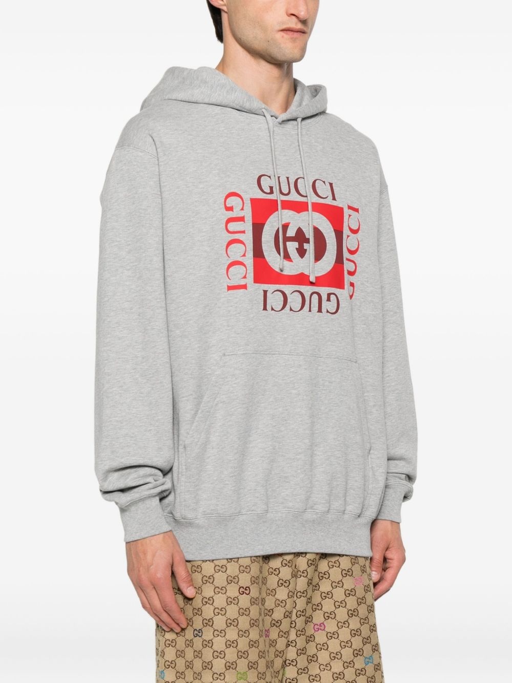 logo-print cotton hoodie - 3