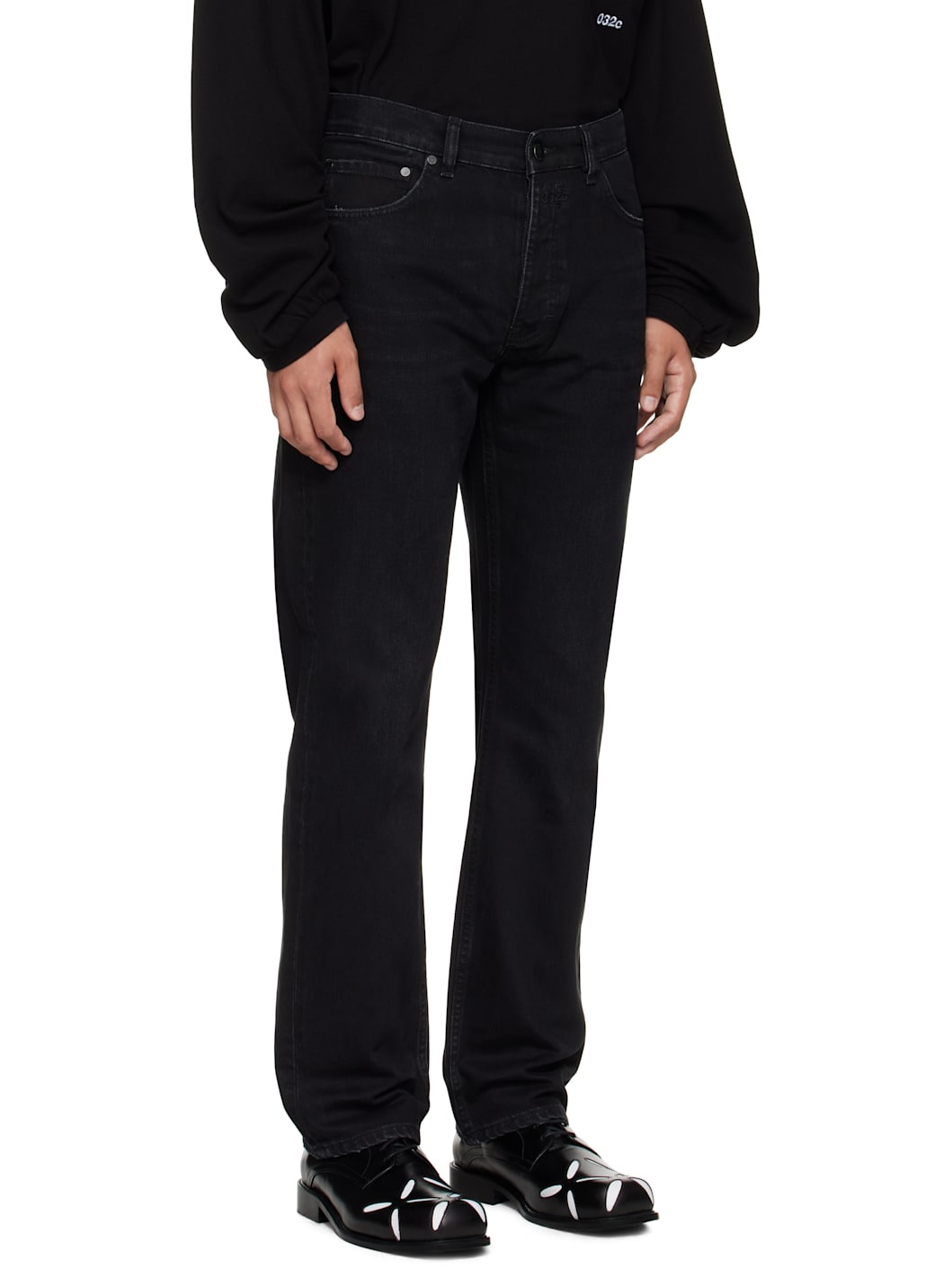 Black "Down To Earth" Straight Leg Jeans - 2
