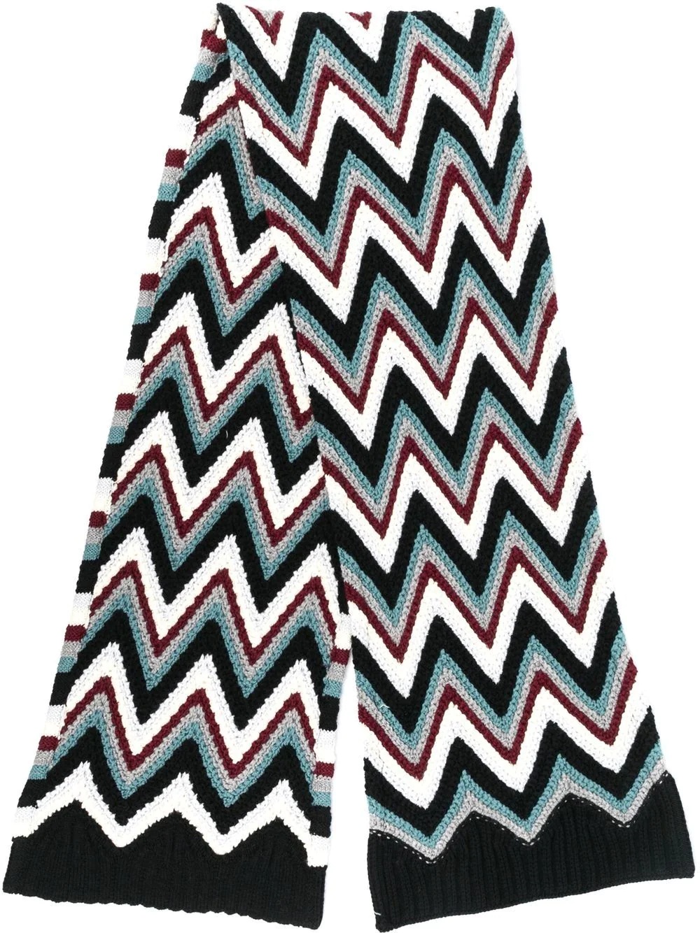 chevron-knit wool scarf - 1