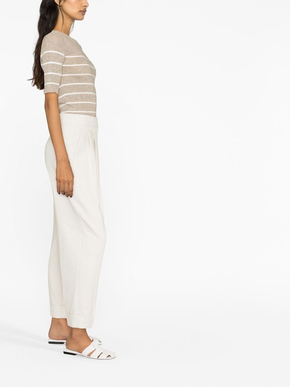 high-waisted cropped tailored trousers - 4