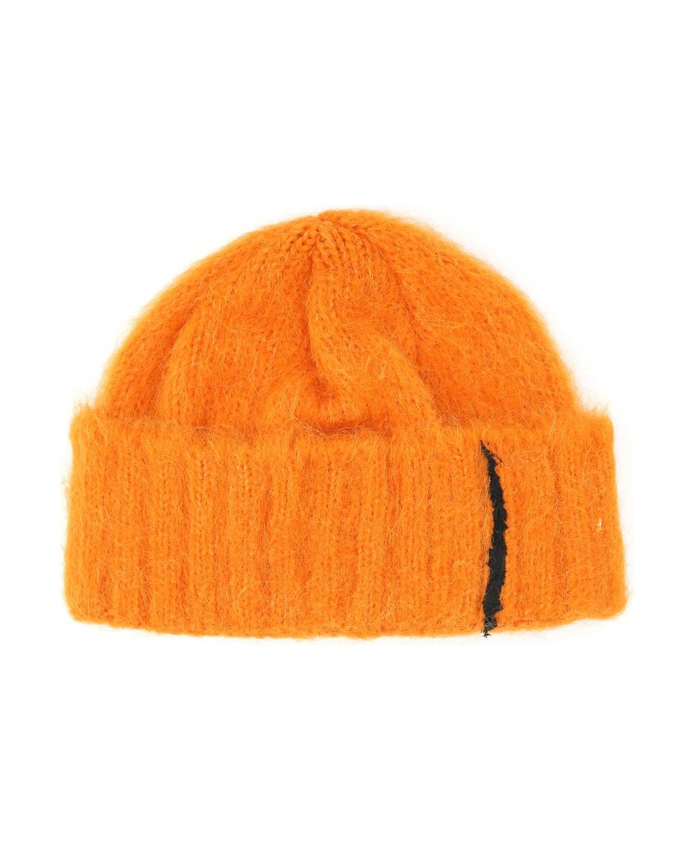Orange Alpaca Blend Rivington Beanie Hat - 1