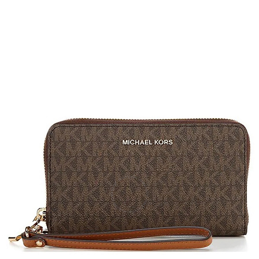 Michael Kors - Michael Kors Signature Logo-print Canvas Large Wristlet - Brown - 1