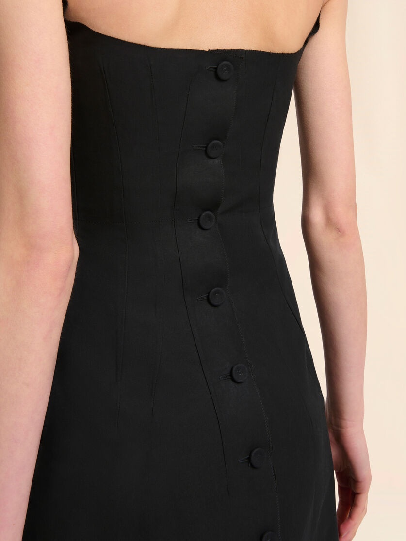 BLACK BONDED POPLIN A-LINE DRESS WITH DARTS - 5