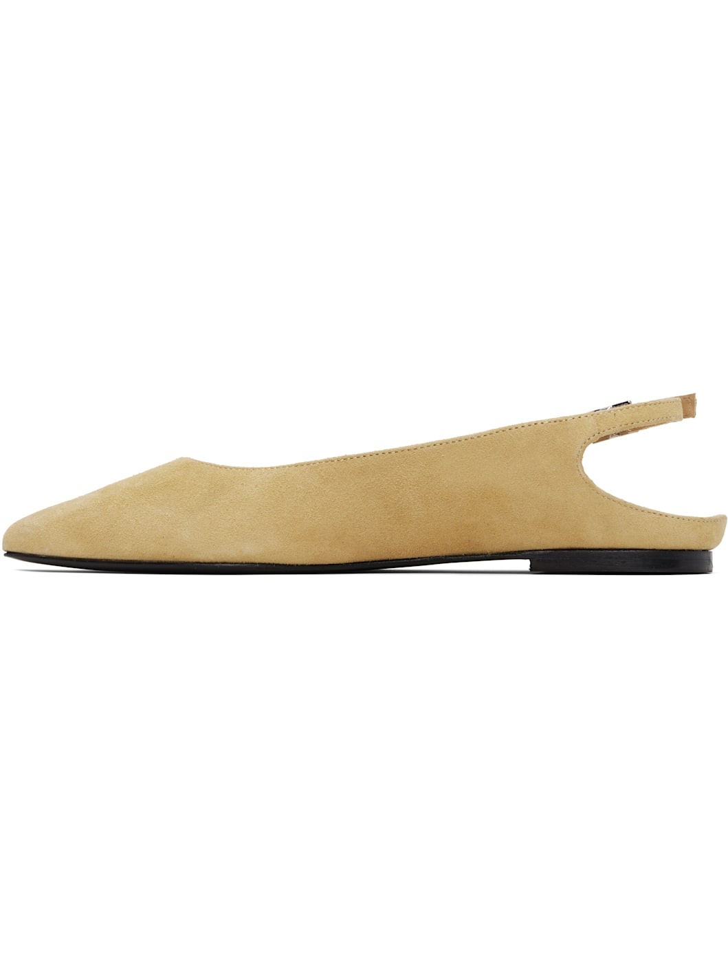Beige Koyna Kid Suede Leather Ballerina Flats - 3