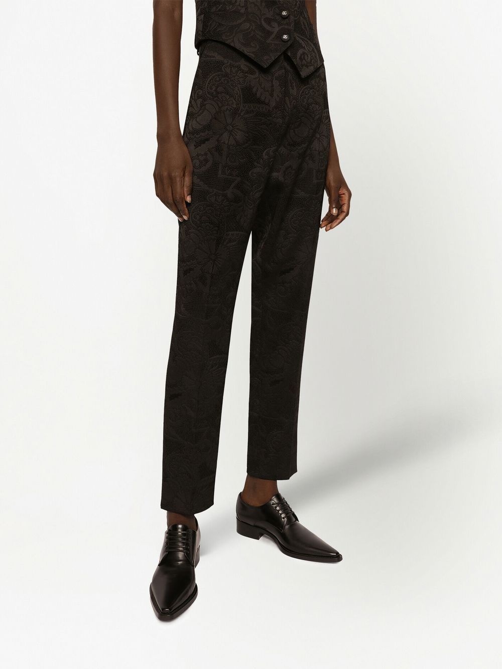 floral appliqué tapered trousers - 5