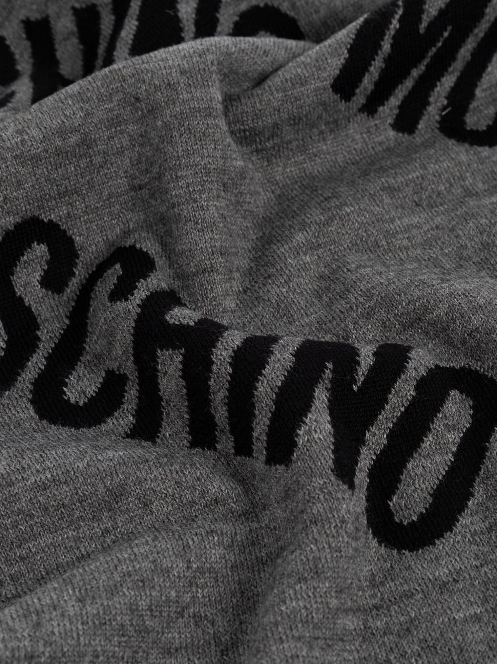 logo-pattern wool scarf - 4