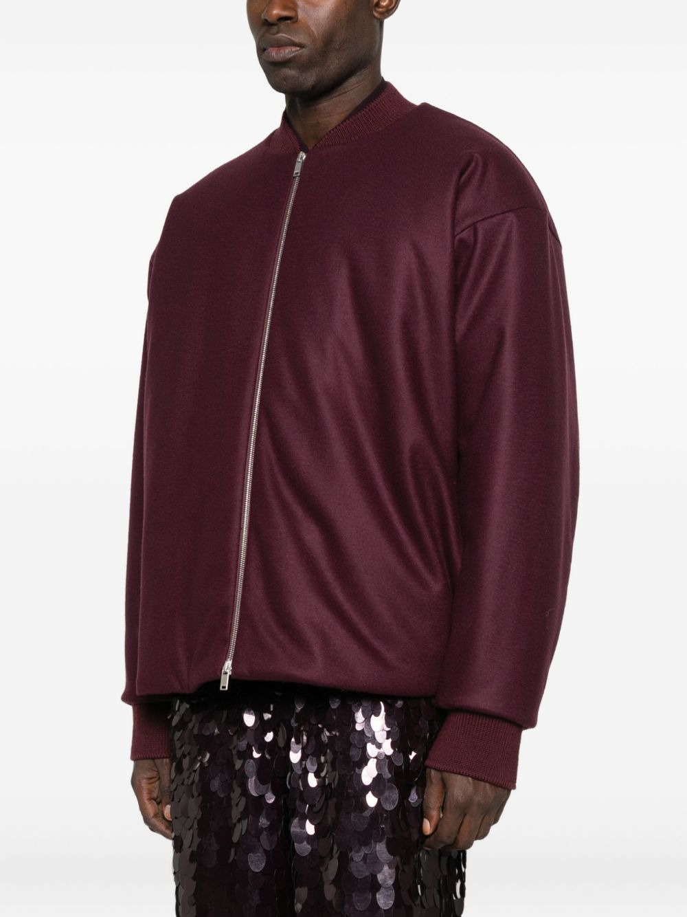 zip-up wool bomber jacket - 3