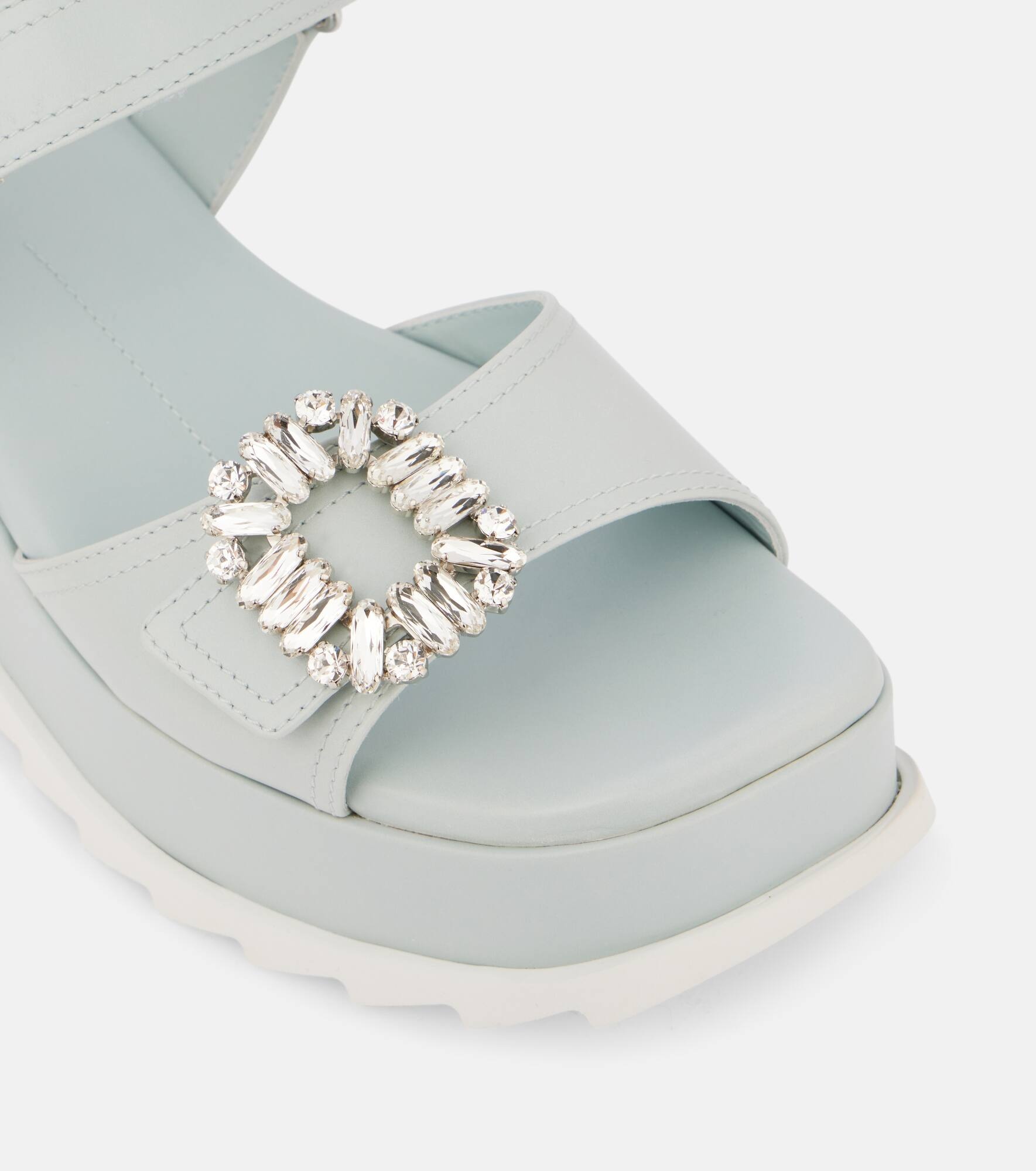 Embellished leather platform sandals - 5