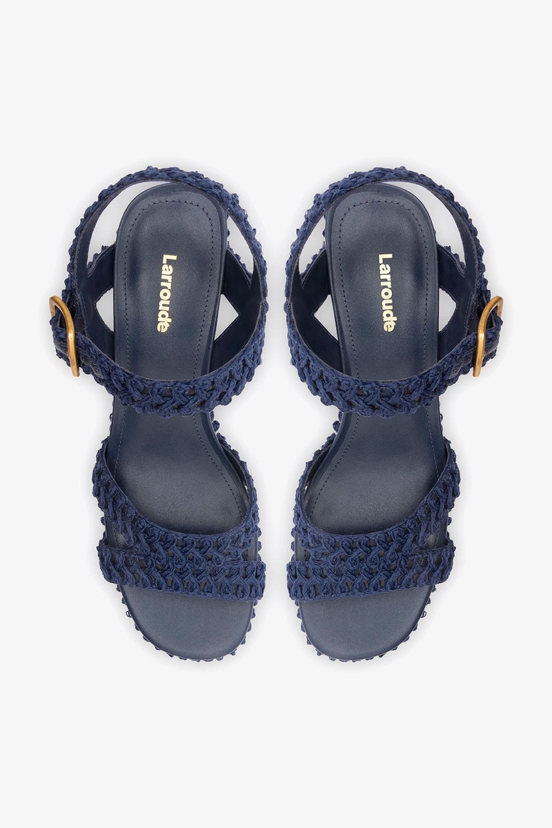 Jolene Low Sandal Navy Crochet 6