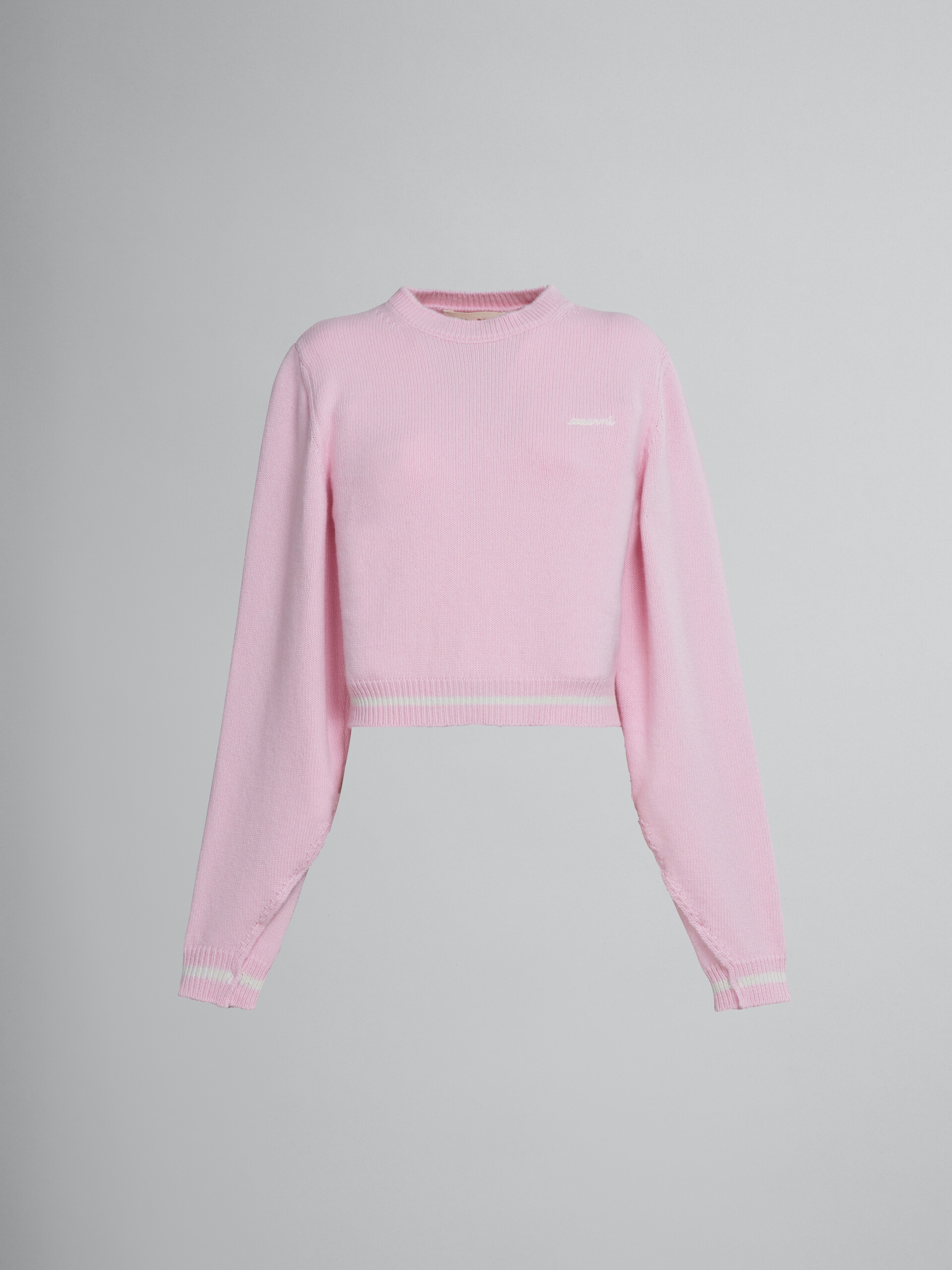 PINK WOOL SWEATER WITH LOGO - 1