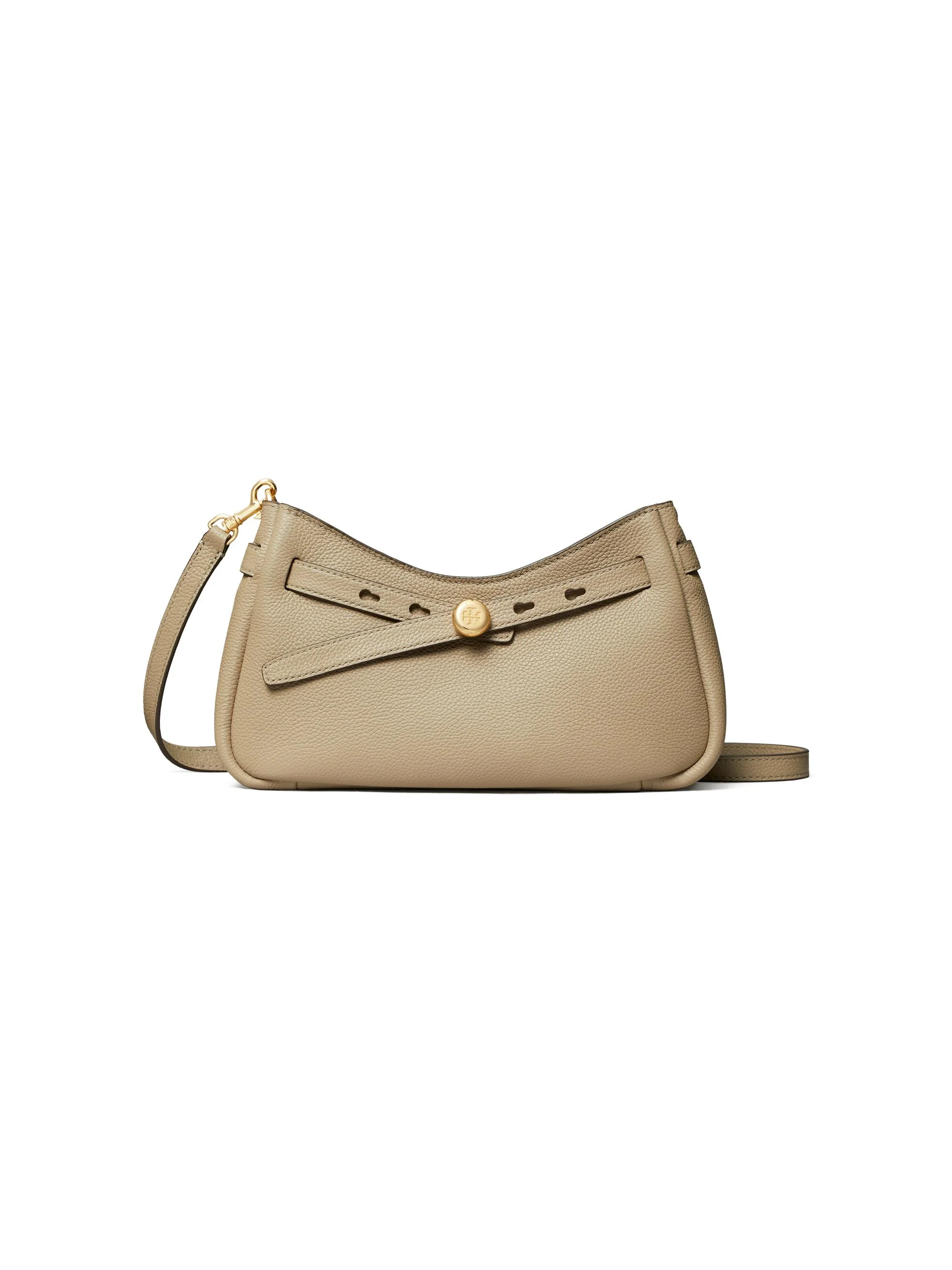 Women's Textured Leather Crossbody Bag - Soft Cement - 1
