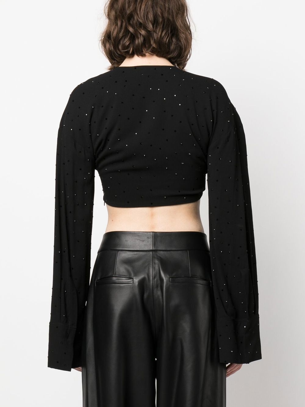 rhinestone-embellished twist front crop top. - 4