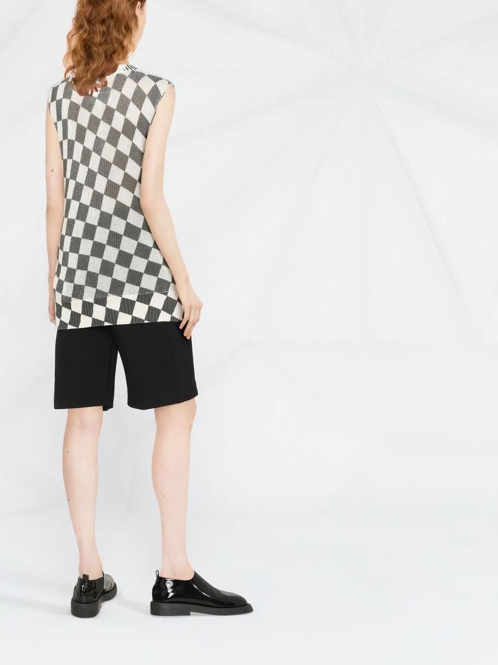 checkerboard-print knitted top - 4
