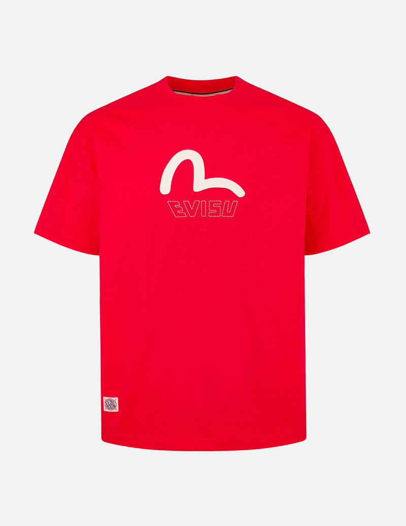 Seagull Print and Stitched Logo Embroidery Relax Fit T-shirt 1