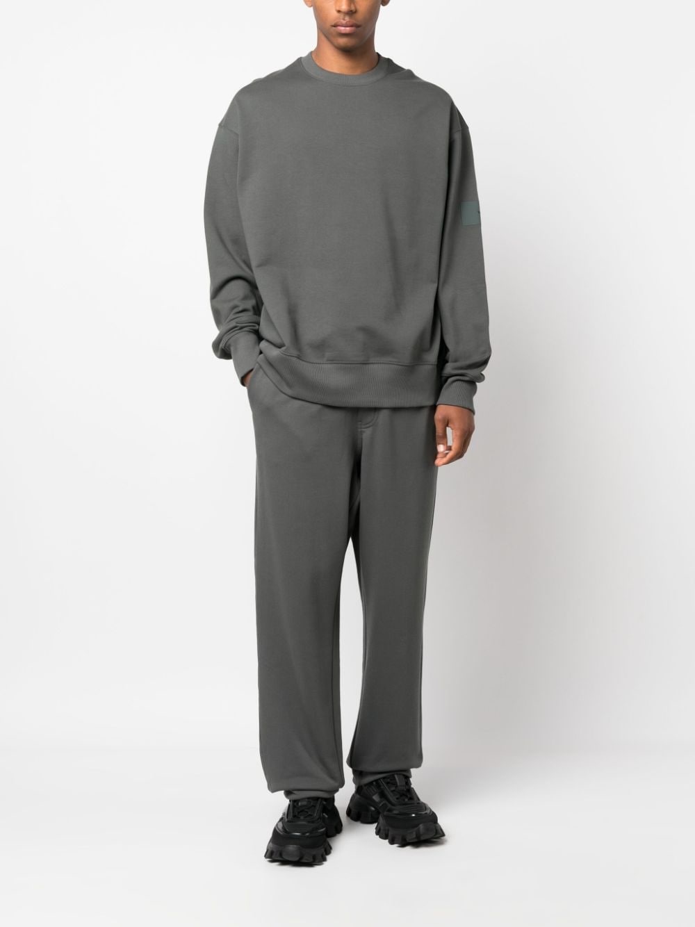 logo-patch organic cotton track pants - 2