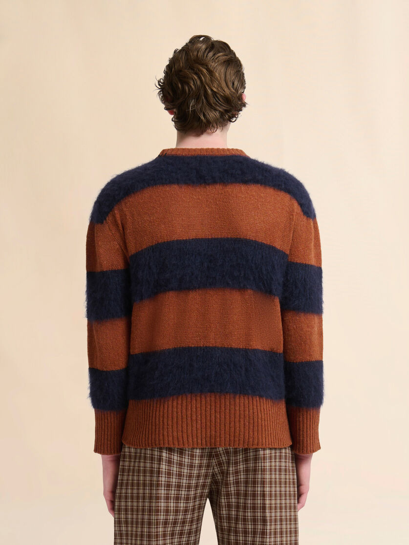 BROWN WOOL AND MOHAIR SWEATER WITH STRIPED PATTERN - 3