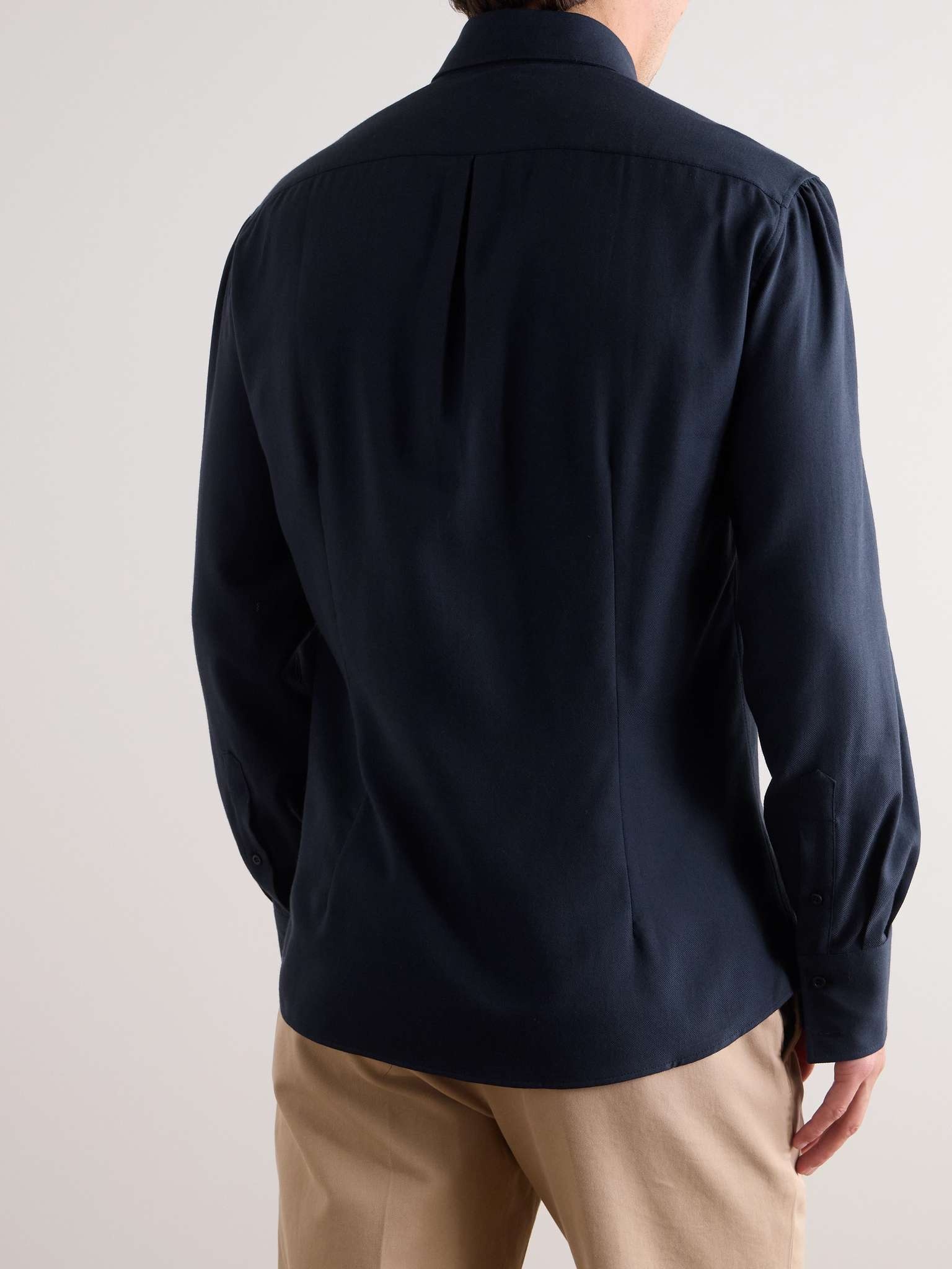 Slim-Fit Button-Down Collar Cotton and Cashmere-Blend Shirt - 4