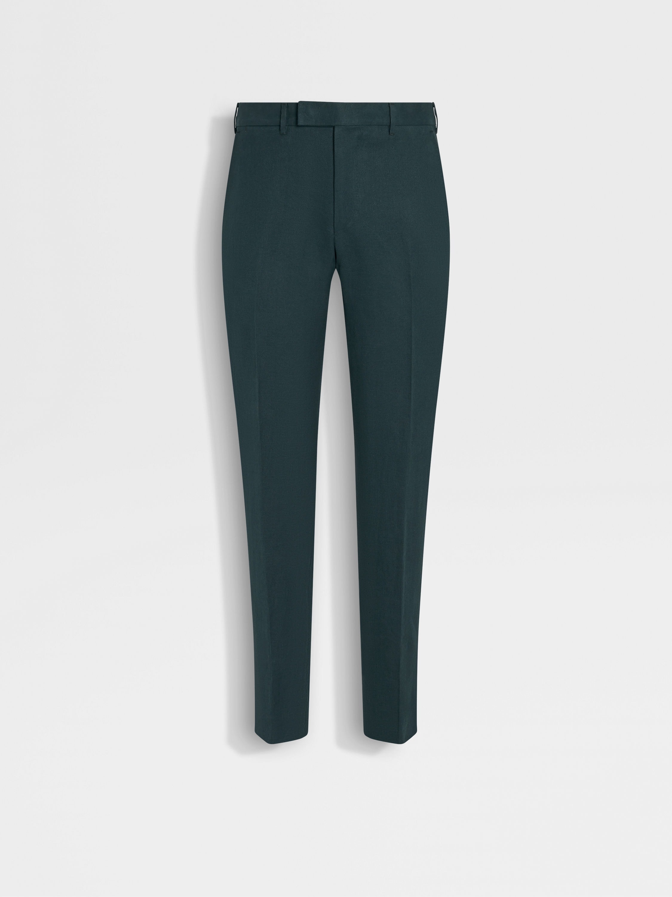 DARK TEAL BLUE OASI LINO BLUE FLOWER PANTS - 2