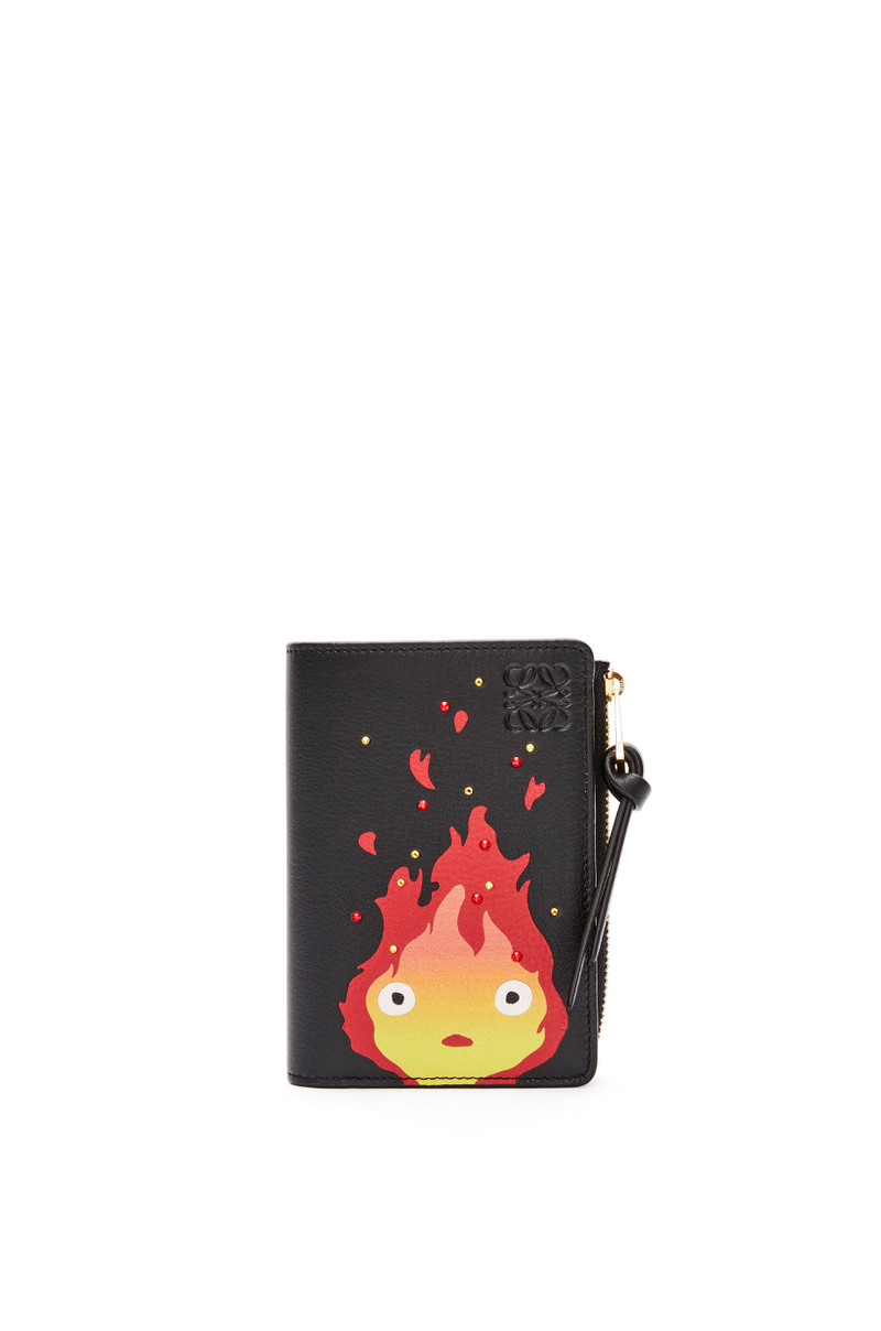 Calcifer slim zip bifold wallet in satin calfskin 1